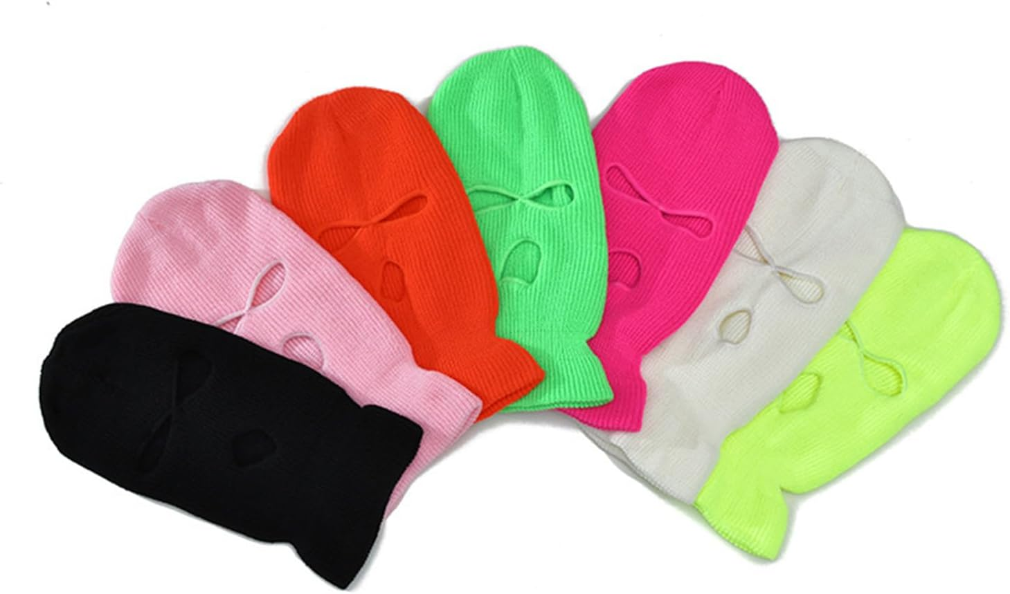 TOPTIE 3 Hole Balaclava, Double Knitted Windproof Breathable Balaclava for Men Women Knit Hat - Hot Pink image number 4