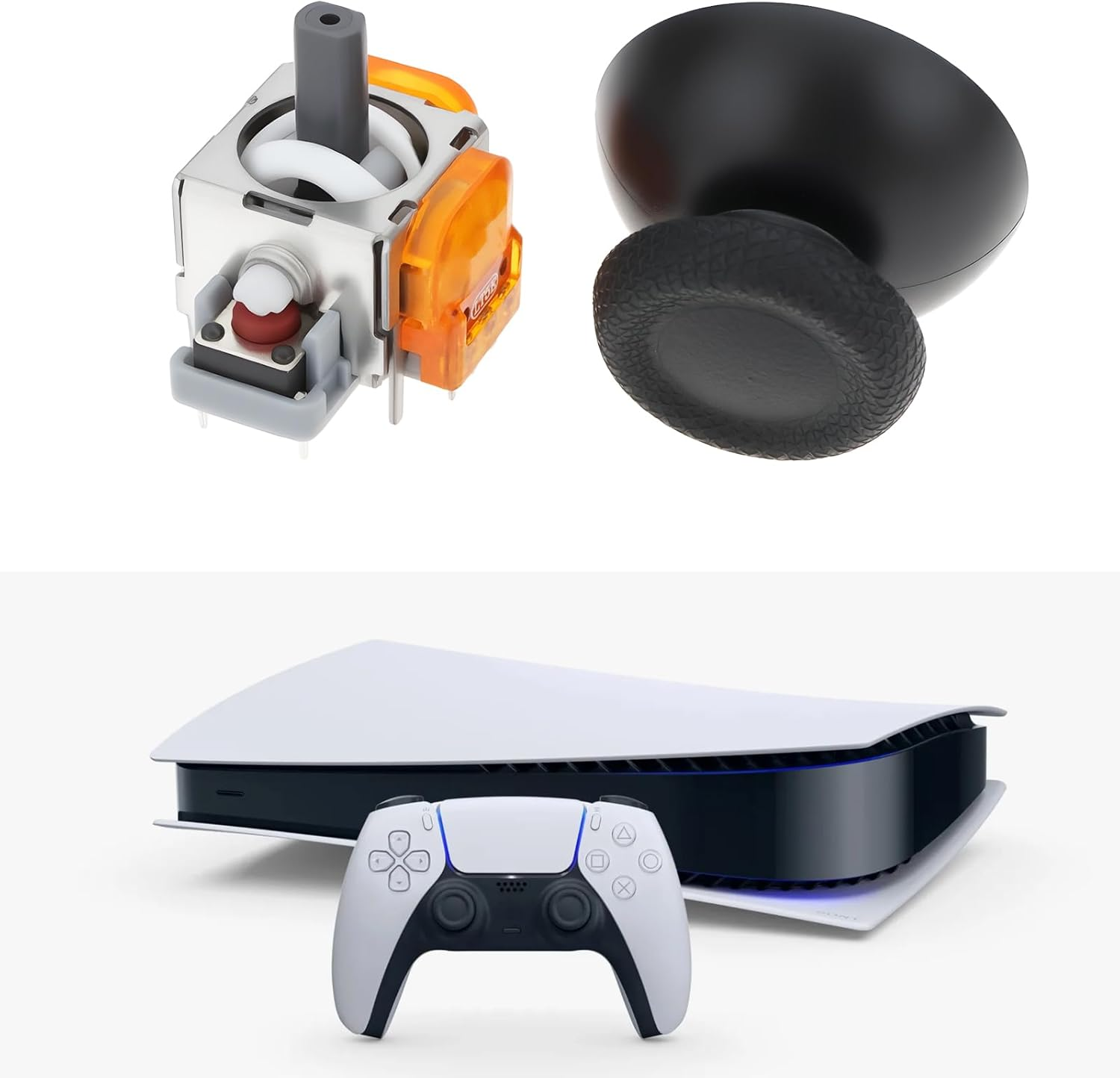 Emagtech 2Pcs TMR Hall Effect Joystick & Thumbsticks Caps Compatible with PS5 Controller image number 2