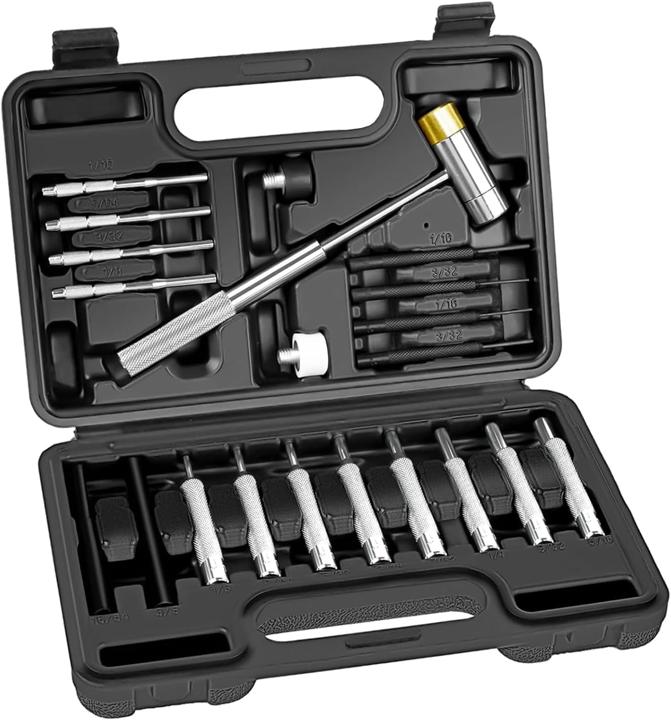 21 Pcs Punch Set, Rolling Pin Stamping Kits, Made of Solid Materials, Including Steel Punches and Hammers (Without Workbenches) image number 6