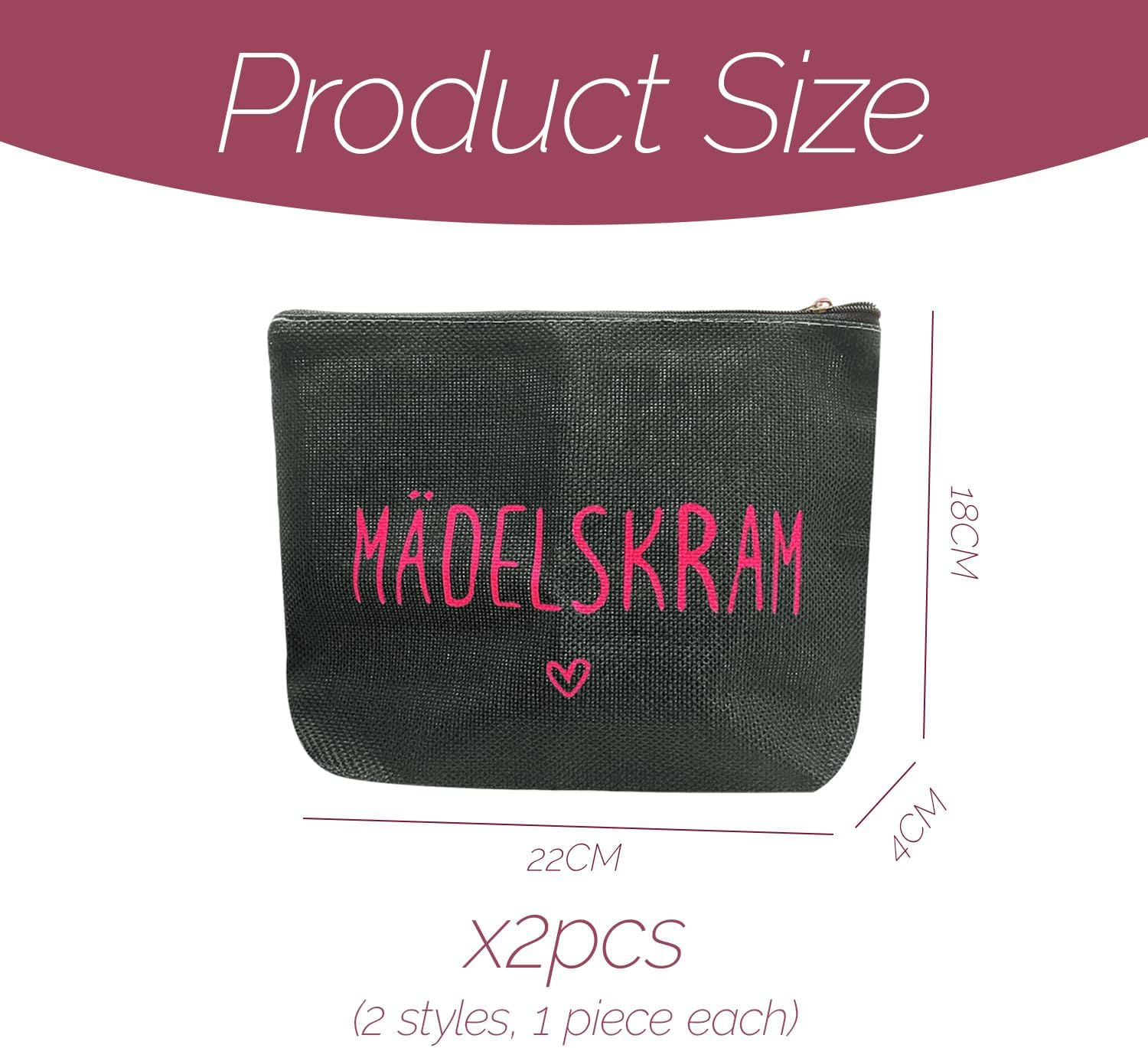 2 German Black Cosmetic Bags, Portable Storage Bags, Travel Wash Bags, Suitable for Cosmetic Finishing