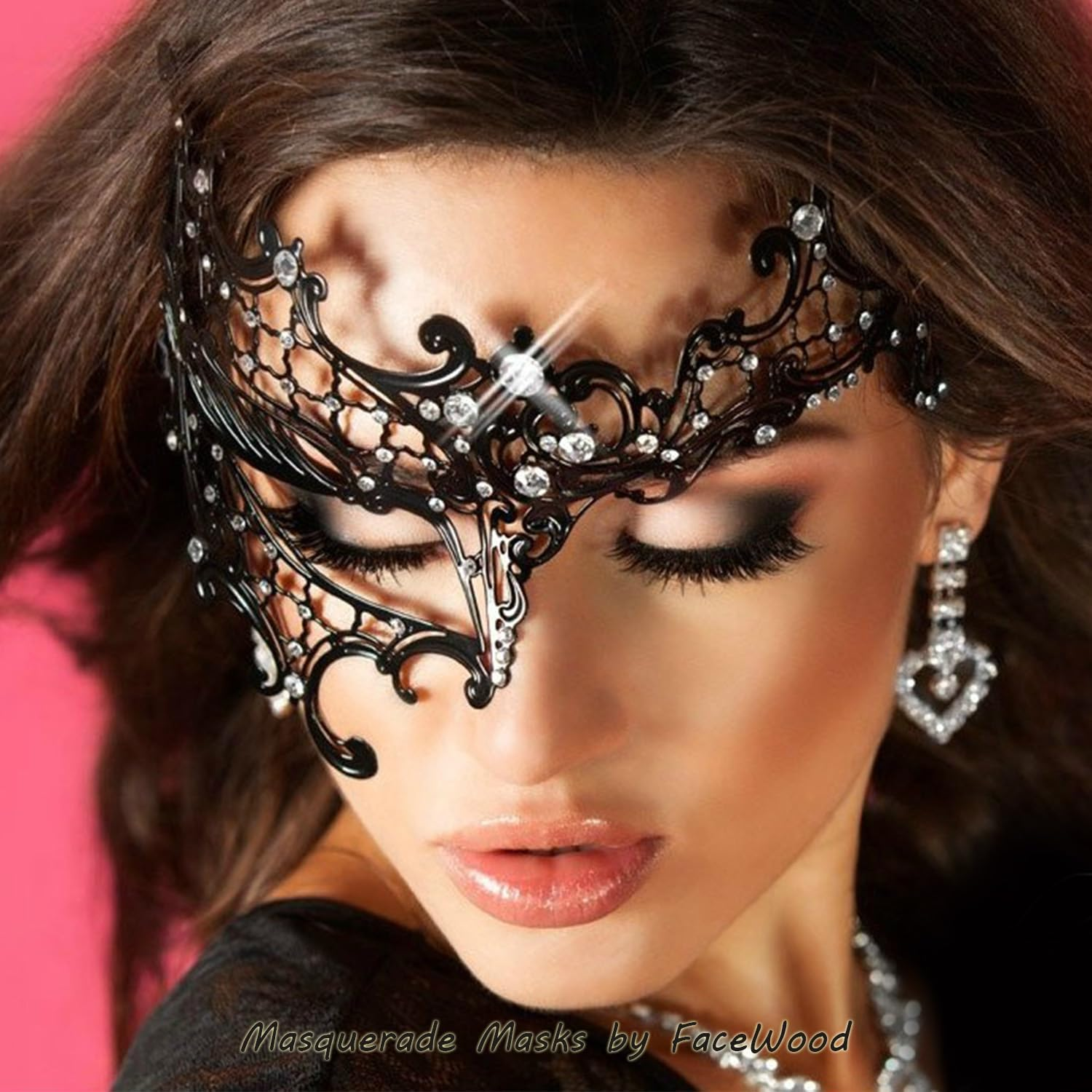 Masquerade Mask for Women Ultralight Metal Mask Shiny Metal Rhinestone Venetian Pretty Party Evening Prom Ball Mask. image number 4