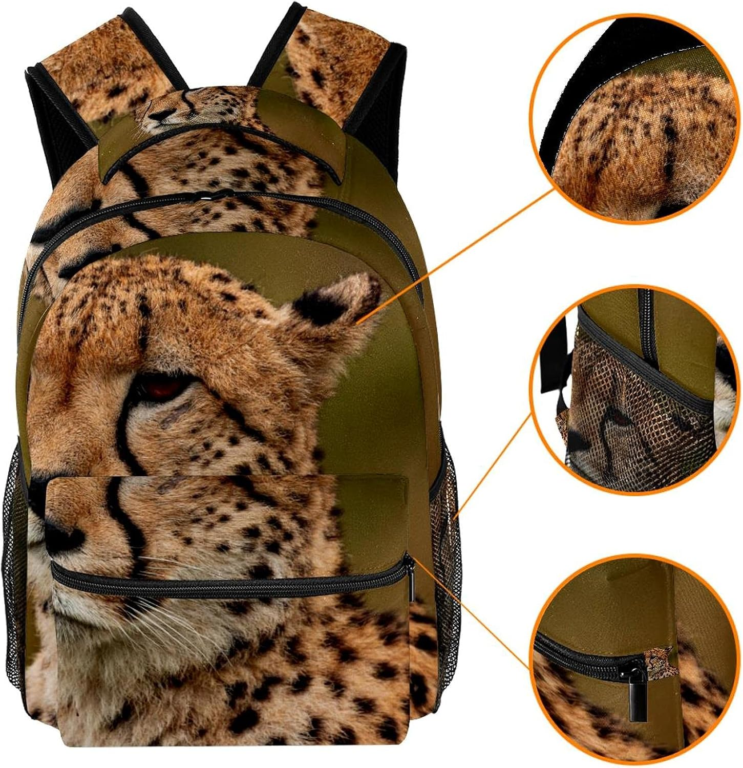 Cheetah Animal Backpack Students Shoulder Bags Travel Bag College School Tote Backpacks image number 3