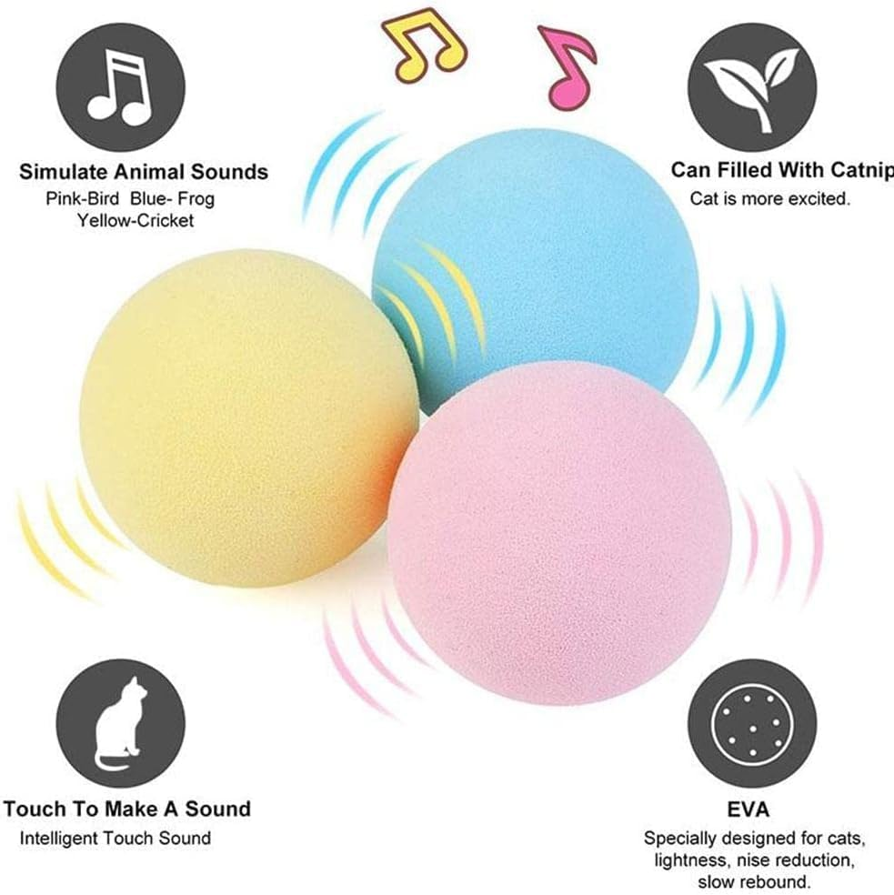 Cat Toys Balls,Automatic Self Rotating Rolling Balls,Pet Smart Interactive Toy,Entertainment Cat Balls Pet Exercise Balls for Kitten Puppy,Lifelike Animal Chirping Sound image number 3