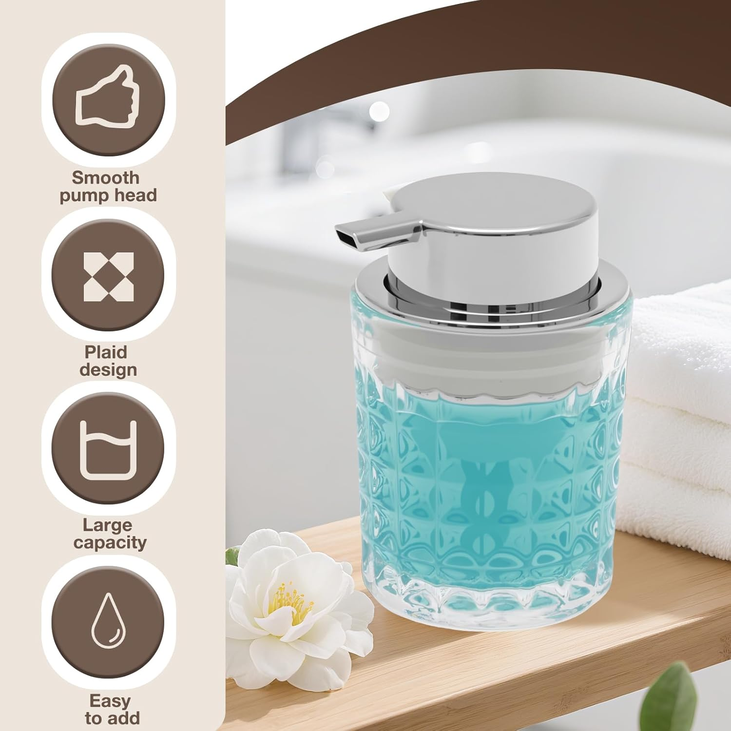 DJAPWPX Foaming Soap Dispenser with Metal Pump 200Ml Refillable Foaming Hand Soap Dispenser with Wide Opening for Kitchen Bathroom Washroom (1) image number 3