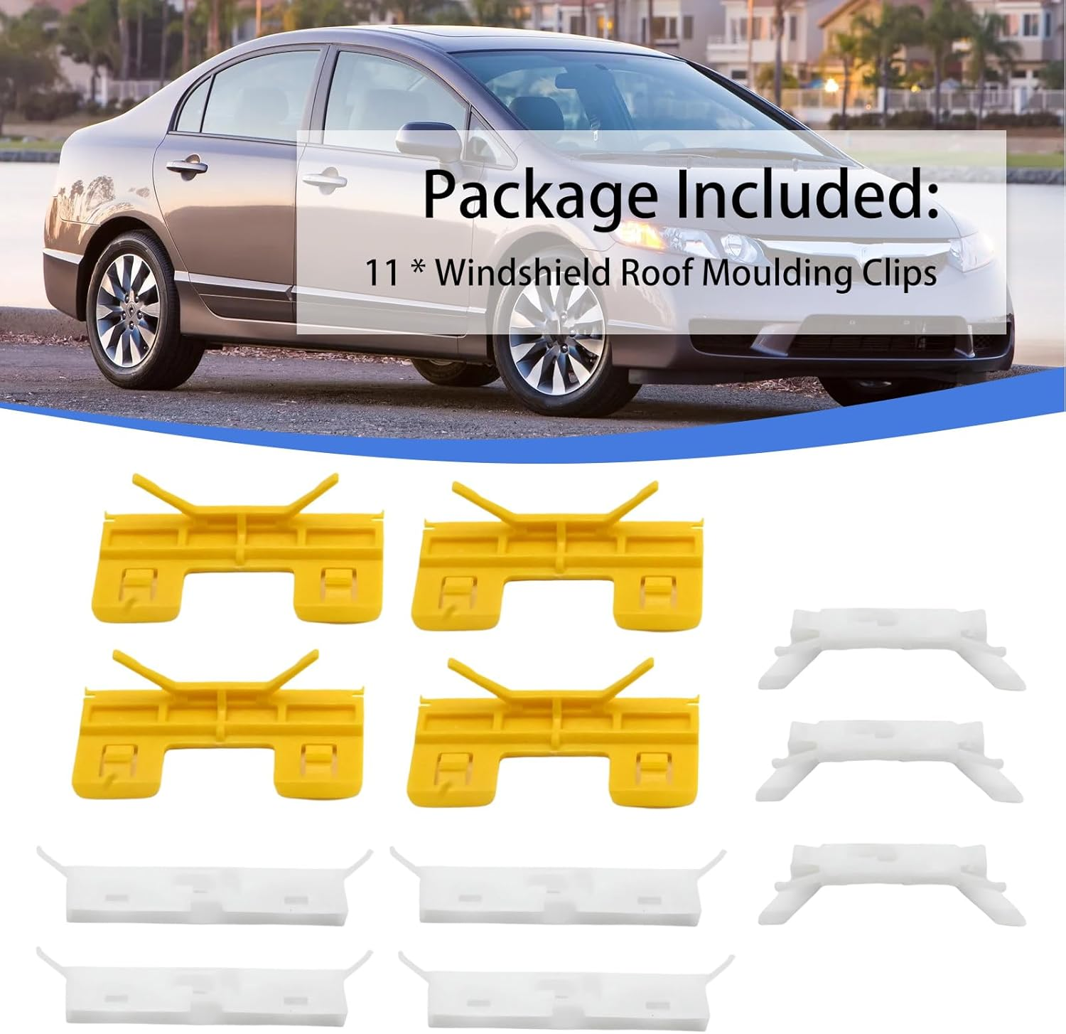 DUZFOREI Windshield Roof Moulding Clips Repair Kit, Replacement for Honda Civic 2007-2011, Replacement for Acura TL 2004-2009, Replaces 91572SDAA01 91572-SDA-A01, 11Pcs image number 3