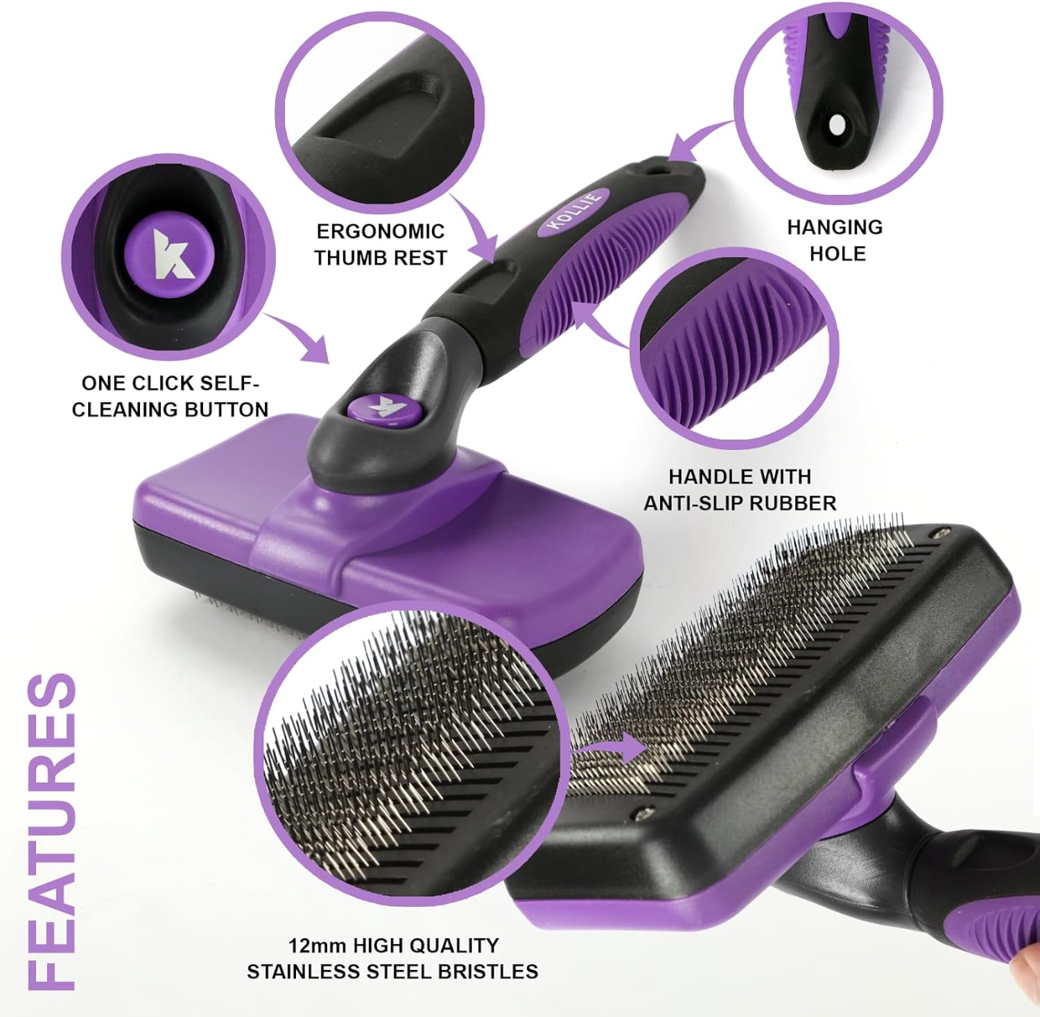 Kollie Dog Grooming Kit &ndash; Dog Nail Clippers with Safety Guard & Nail File, Slicker Brush for Deshedding, Stainless Steel Blades, Non-Slip Handles for Small, Medium & Large Dogs and Cats image number 5