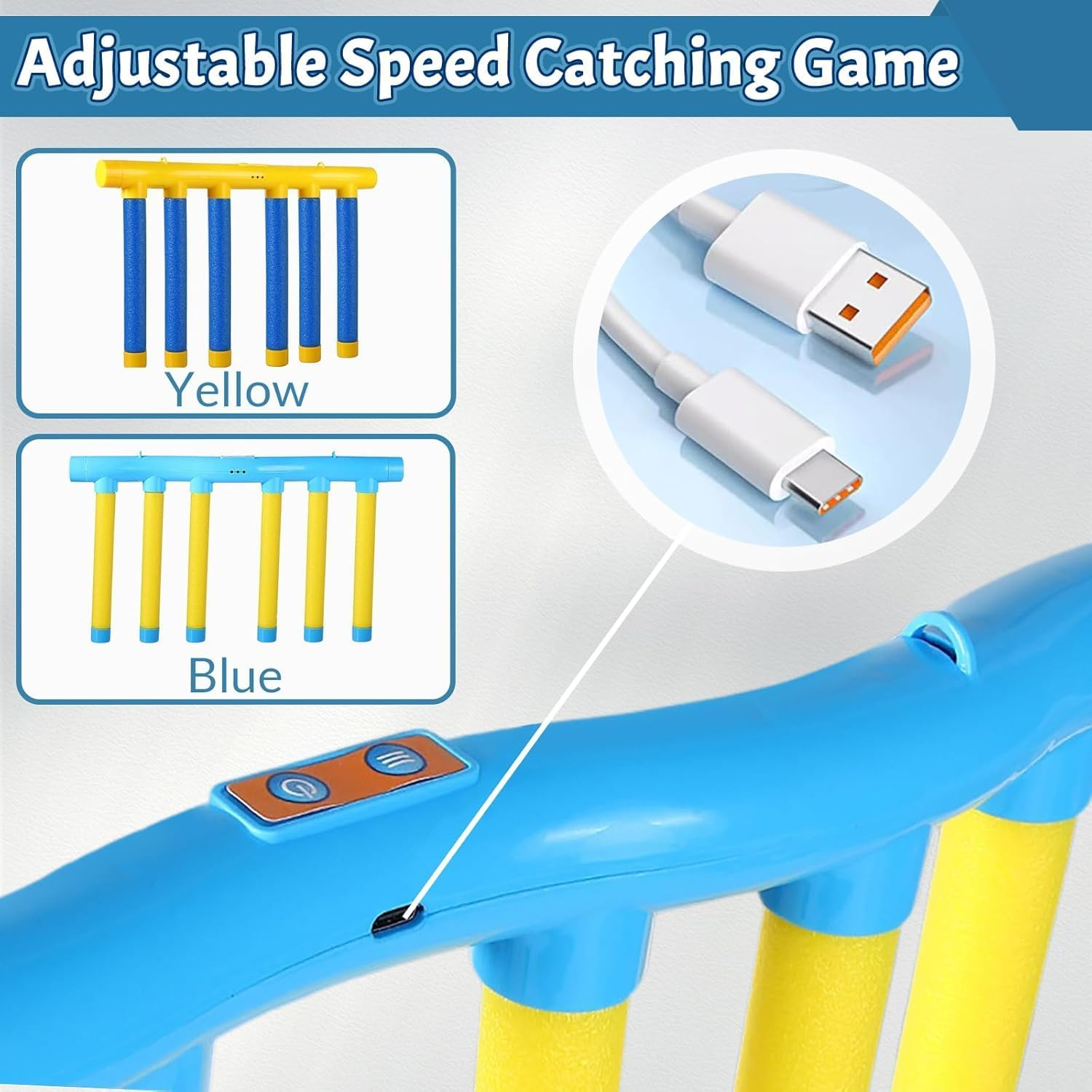 Reflex Drop Sticks Challenge Game with Remote Control - Hand Eye Coordination Training Tool for Kids & Adults, Reaction Time Test Game with 3 Speed Levels (Blue) image number 3