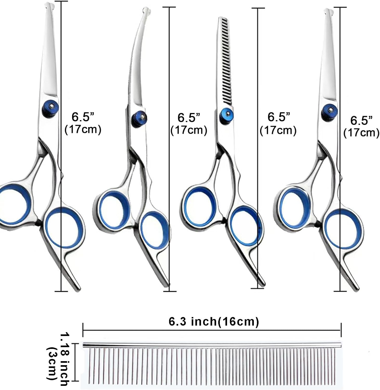 7-In-1 Dog Grooming Scissors Kit, Professional Dog Scissors with Safety round Tips, Stainless Steel Grooming Thinning Shears for Dogs Cat Pet image number 4
