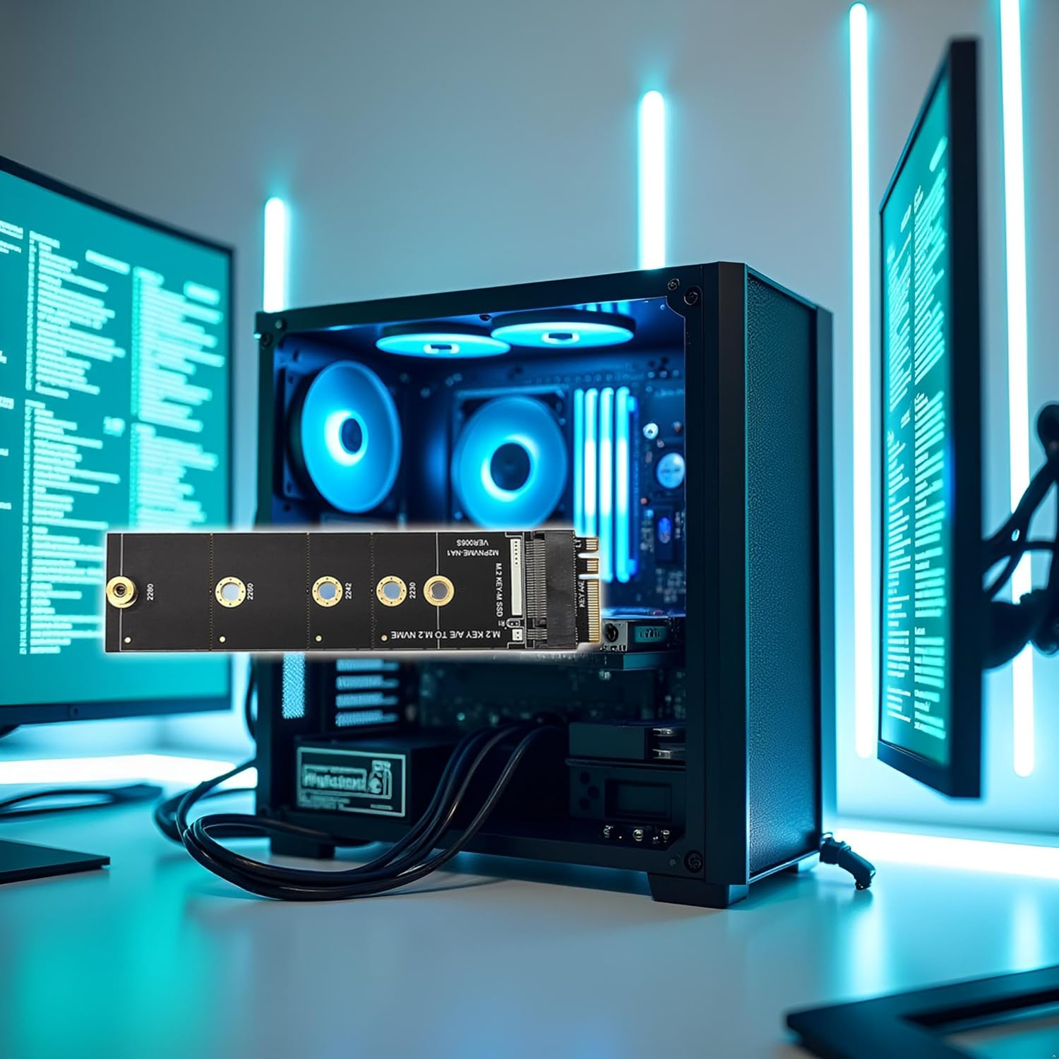 Wireless for M.2 A/E for Key Slot to for M.2 for M for Key Wifi Bluetooth-Compatible Adapter for Nvme PCI for Express M.2 Nvme Ssd Adapter Card M2 Key A-E to M2 NVME Adapter Converter Card To, 1 Piece