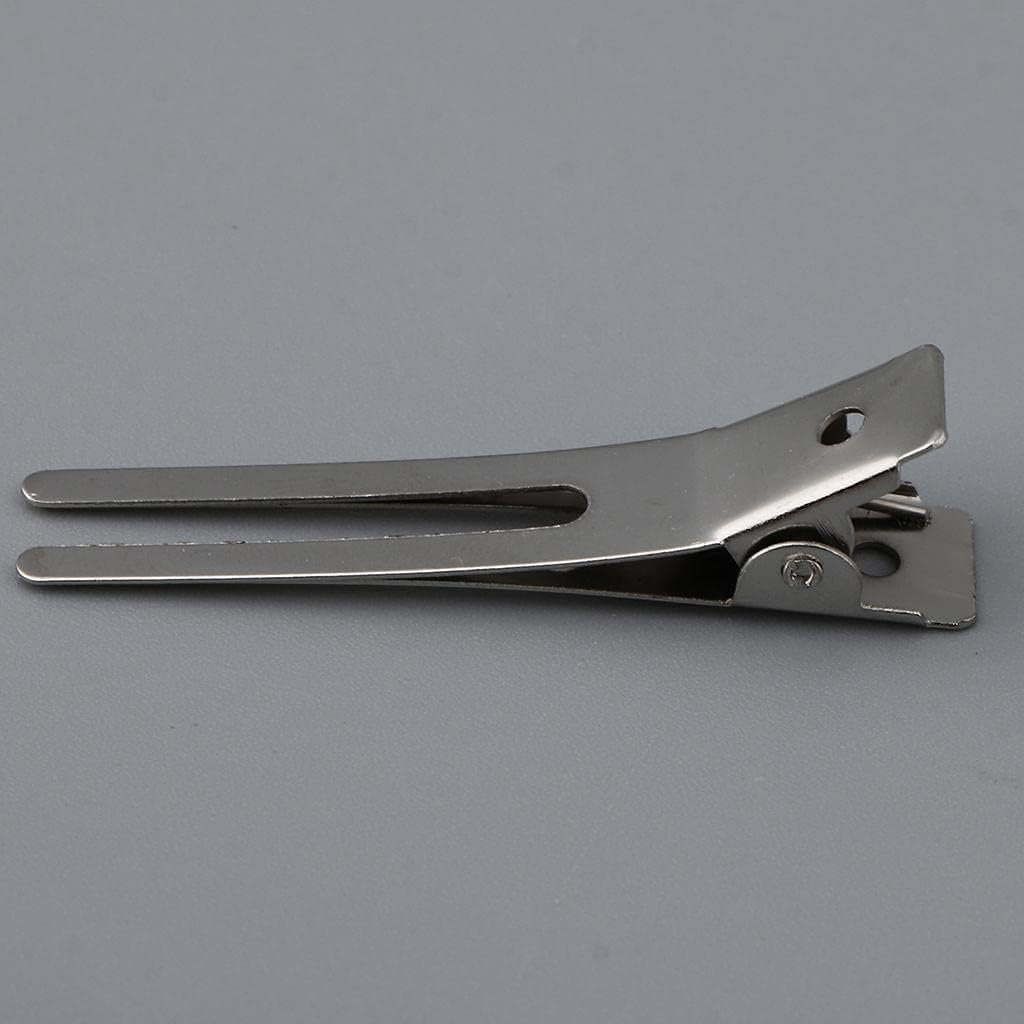 Baoblaze 10Pcs Women Girls Blank Silver Double Prong Metal Alligator Clips DIY Hair Bows Slides Makings 4.5 Cm image number 6