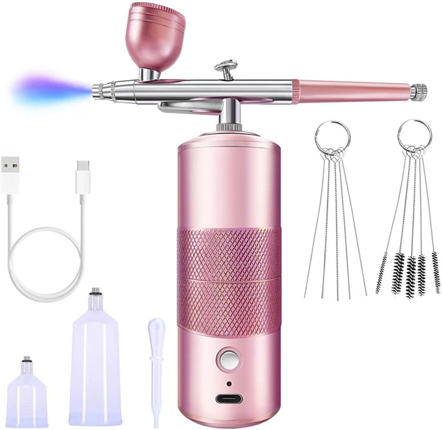 Nail Airbrush Machine | Cordless Airbrush - Portable Car Painting Supplies Set for Beginner Face Makeup Shoe Art Graffiti Hair Cake - Pink image number 4