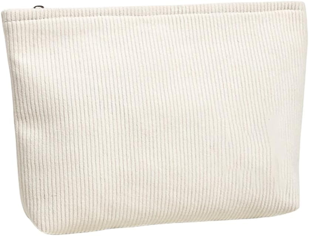 Small Makeup Bag for Women, Mini Makeup Pouch for Purse Large Corduroy Travel Cosmetic Bag Cute Toiletry Bag Travel Accessories Preppy Makeup Brushes Aesthetic Accessories Storage Bag