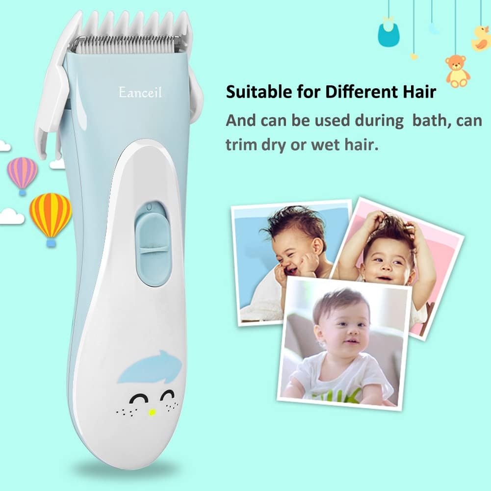 Meetcare Baby Hair Clippers, Ceramic Blade Electric Kids Hair Trimmer, Ultra-Quiet 2.0 Haircut, IPX7 Water-Proof Haircut Kit for Kids Infants. Rechargeable, Cordless, Long Battery Life. (Light Blue) image number 2