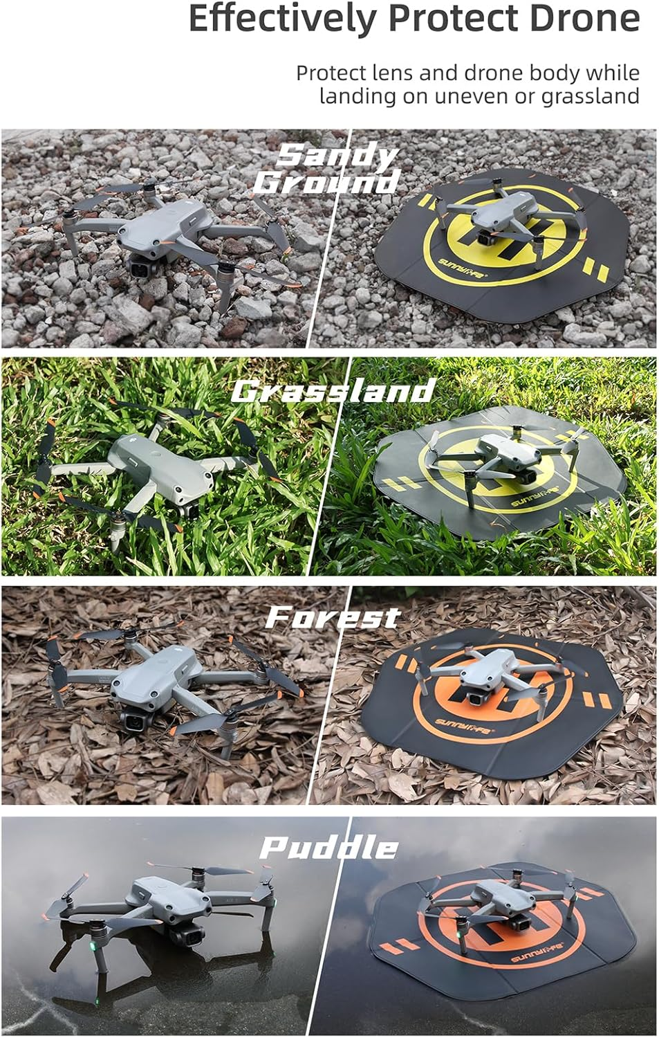 Nomel Mini Drone Landing Pad Hexagonal Foldable Waterproof Mat for DJI Avata 2/Mini 4 Pro/Neo/Air 3, Double-Sided PU Leather Takeoff & Landing Accessory 35Cm, Travel-Friendlyl-Friendly