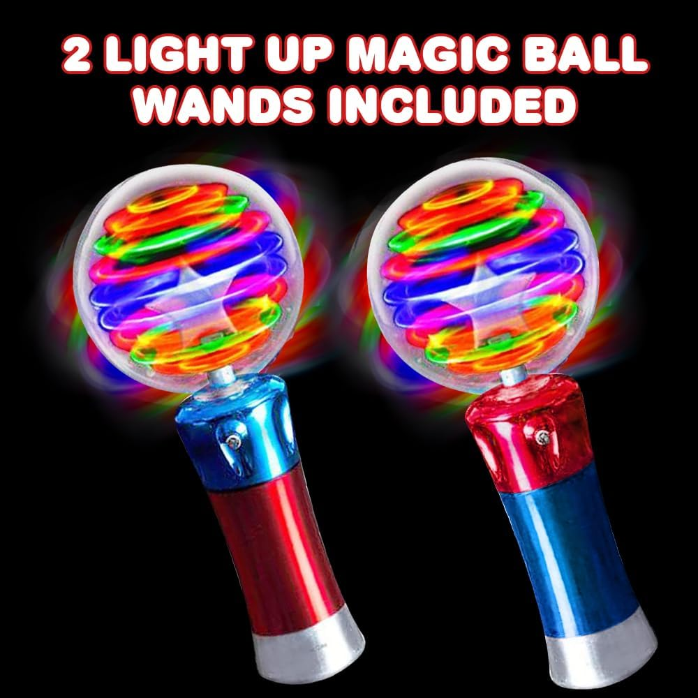 Artcreativity 7.5 Inch Light up Magic Ball Toy Wands for Kids, Set of 2, Flashing LED Wands for Boys and Girls, Thrilling Spinning Light Show, Batteries Included, Fun Gift or Birthday Party Favor image number 6