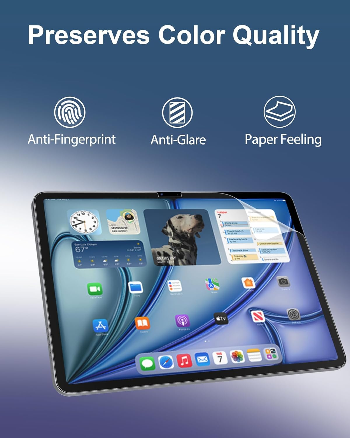 2 PACK Paper-Feel Screen Protector for Ipad Air 11 Inch M2 2024/M3 2025, Matte PET Film Compatible with Pencil Pro, Anti-Glare/Write and Draw like on Paper