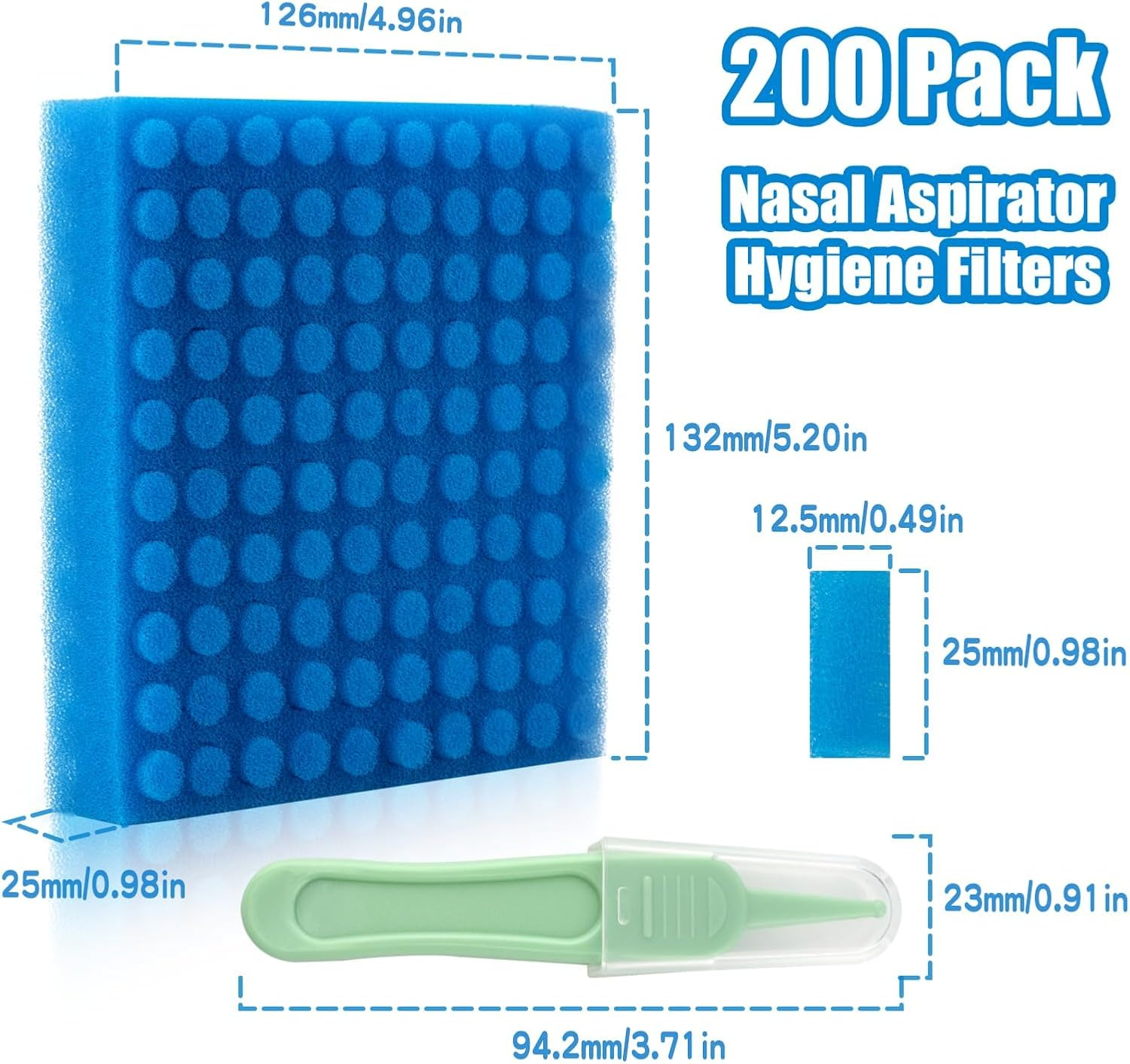 Nasal Aspirator Hygiene Filters 100PCS, Replacement for Nosefrida Nasal Aspirator Filters Safe Environmental, BPA, Phthalate & Latex-Free (100 Count +Tweezer) image number 5