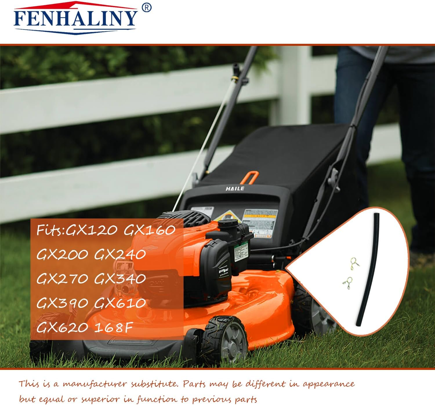 3/16 Generator Fuel Line with Clamp Replacement for Most Honda GX120 GX160 GX200 GX240 GX270 GX340 GX390 GX610 GX620 168F 5.5Hp 6.5Hp Engine Motor Generator Trimmers (2 PACK) - 2 image number 4