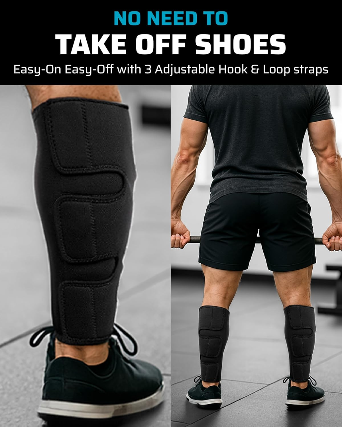 THEFITGUY Weightlifting Shin Guards, Easywear - No Need to Take off Shoes, Wear over Skin, Socks, Training Pants and Tights, Ultimate Shin Protection (Pair) image number 2