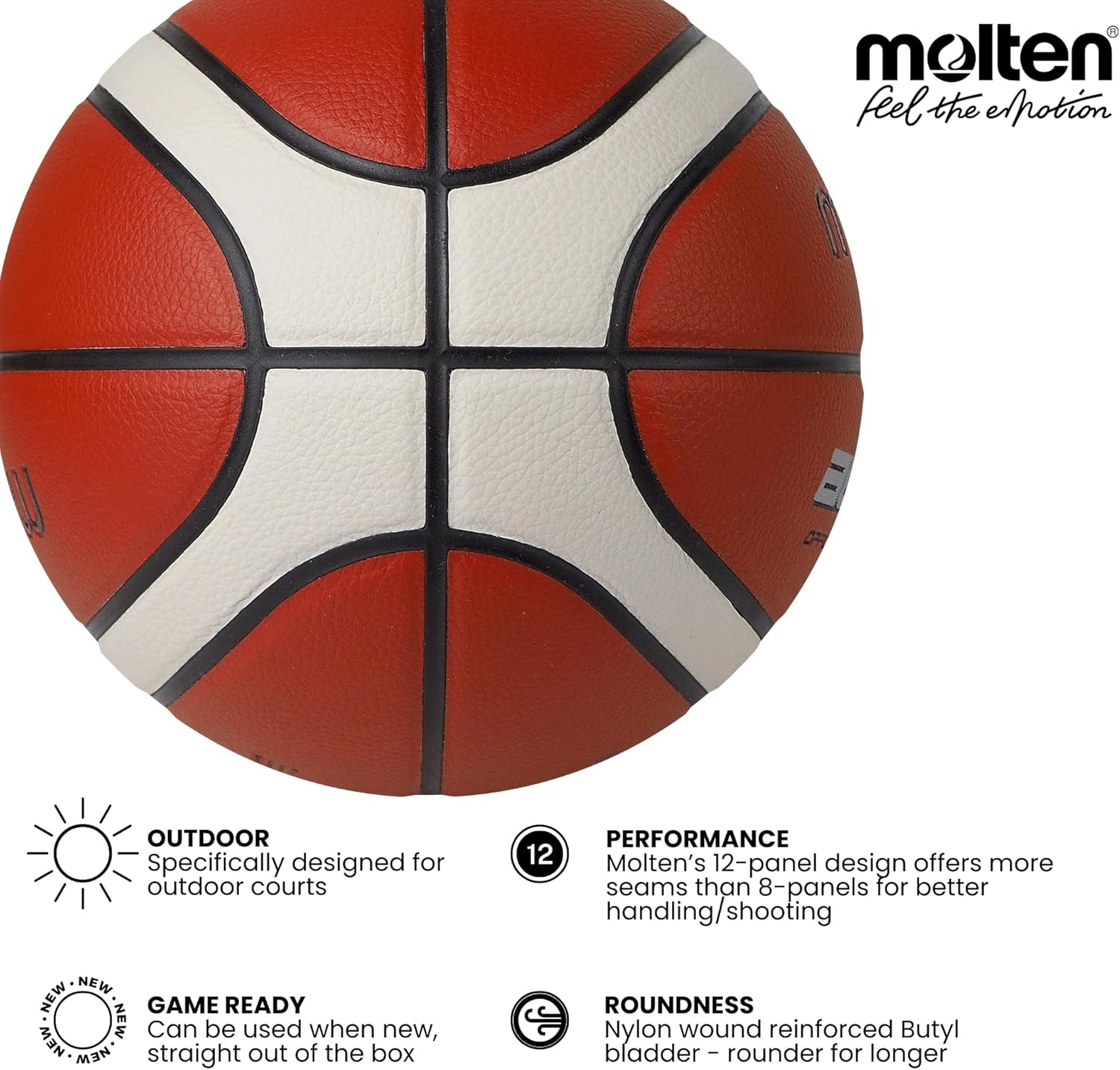 Molten Basketball, Indoor/Outdoor, FIBA Approved, Premium Rubber image number 5