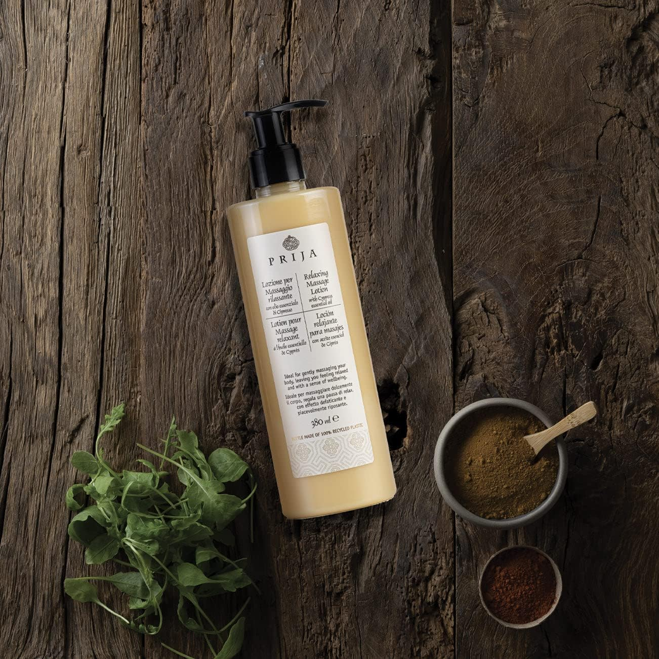 Prija Relaxing Massage Lotion with Aloe Vera and Cypress Oil, Refreshing and Moisturising Body Cream Leaves You Feeling Relaxed and with a Sense of Wellbeing 380Ml image number 4