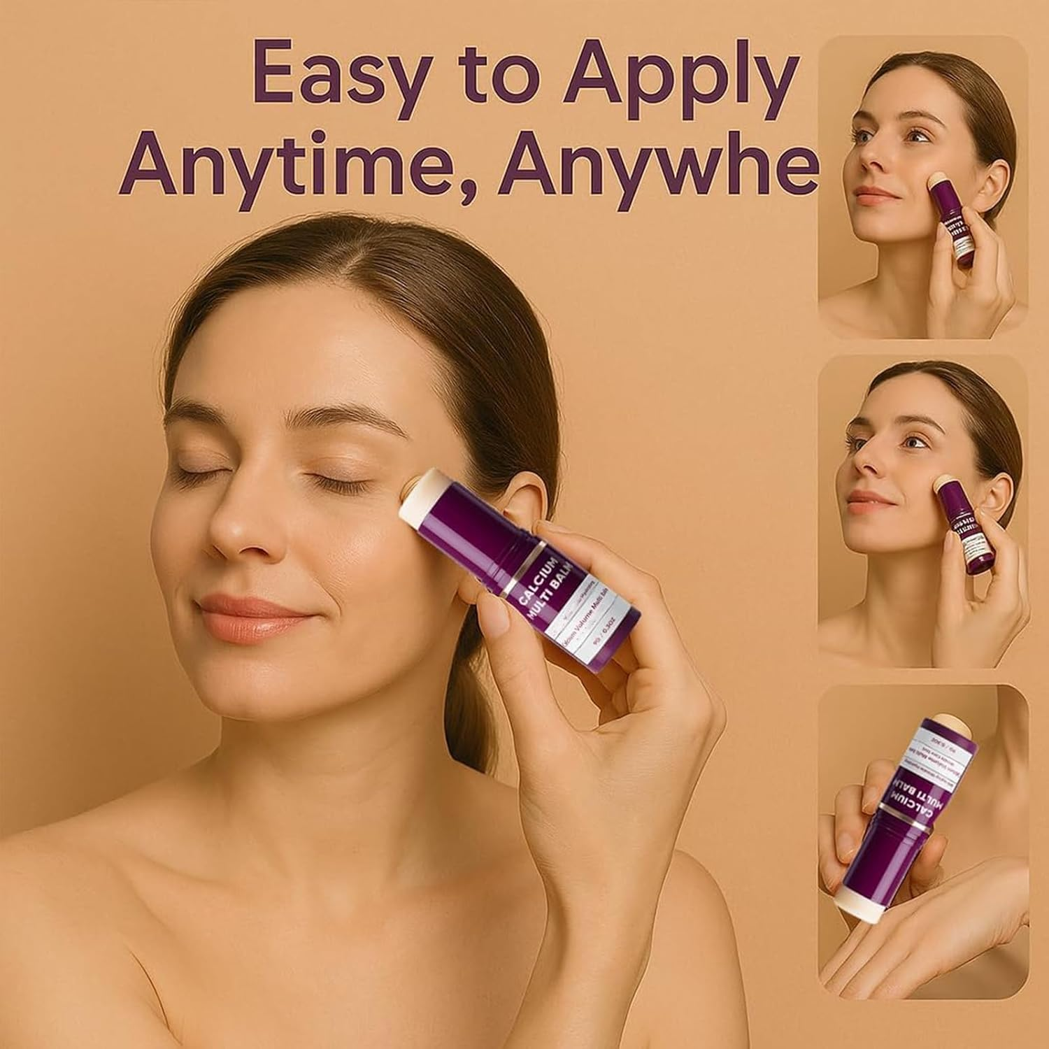 Cemenrete Calcium Volume Multi Balm, Wrinkle Core Stick, Korean Collagen Moisturing Stick, Anti-Aging, Hydrating, Almond & Vitamin E for Lip Balm Eye Cream Neck (2)