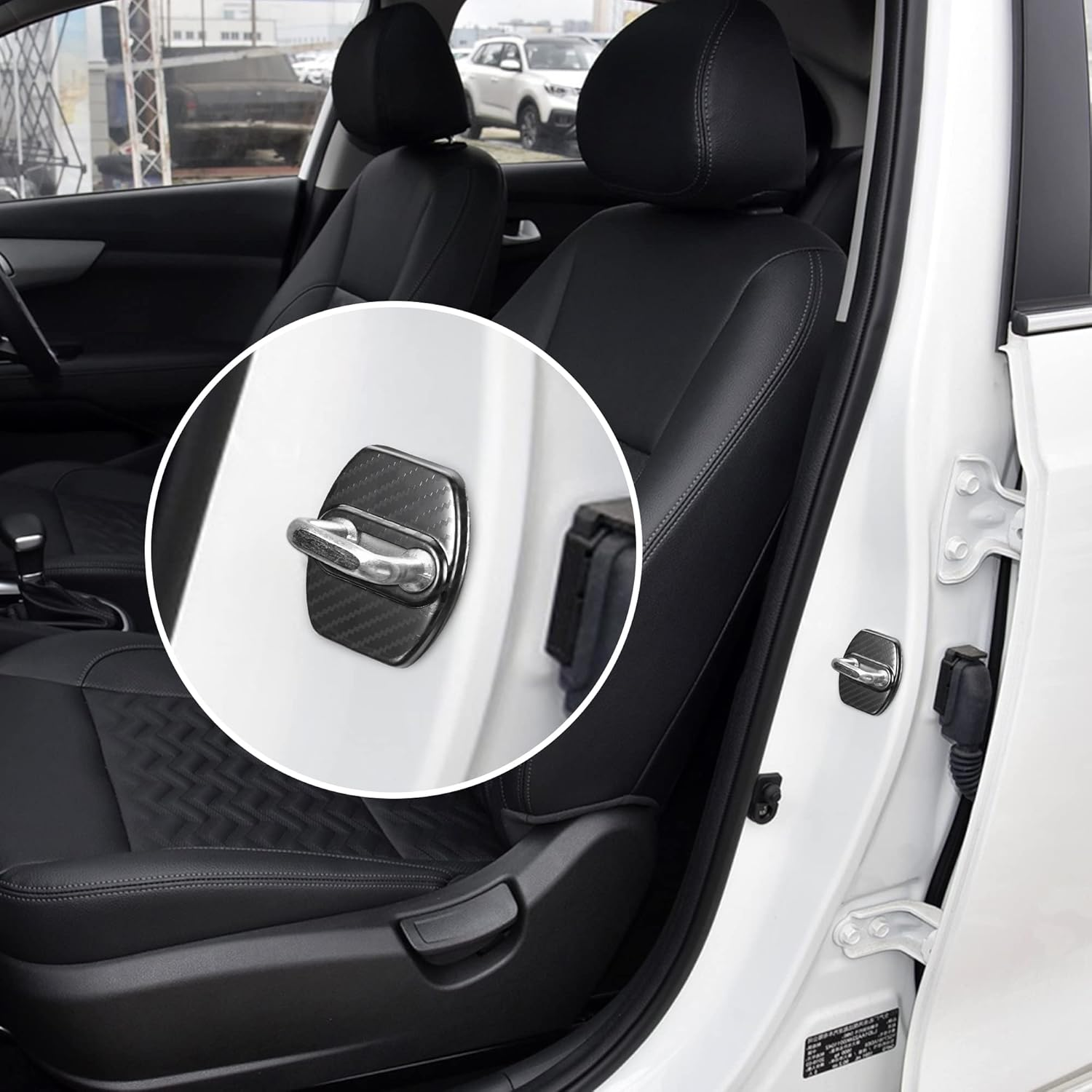 TOMALL 4Pcs Car Door Lock Latches Cover Protector Compatible with Kia Stinger Sorento Soul Gt-Line GT2 GT1 Optima Forte K5 Accessories Stainless Steel Car Door Lock Trim Decorations (Carbon Fiber) image number 6