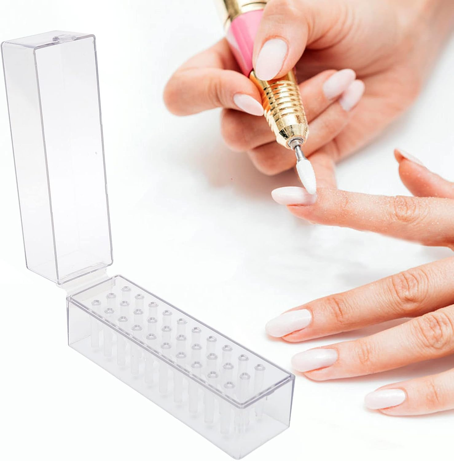 Leapiture Nail Drill Bits Holder Stand Nail Display Holder Professional 30 Hole Nail Drill Bits Transparent Sturdy for Home Use or Nail image number 6