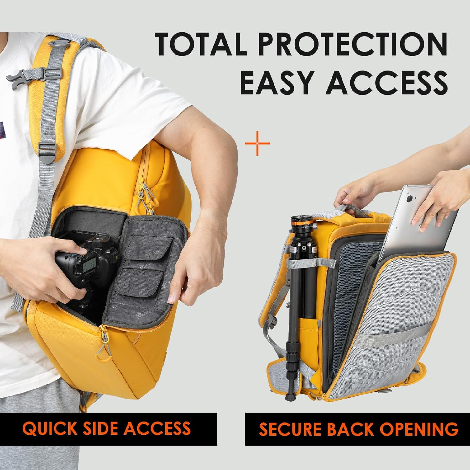 TARION Waterproof Camera Backpack - DSLR Camera Bag with Laptop Compartment, Unisex Minimalist Hiking Backpack image number 2