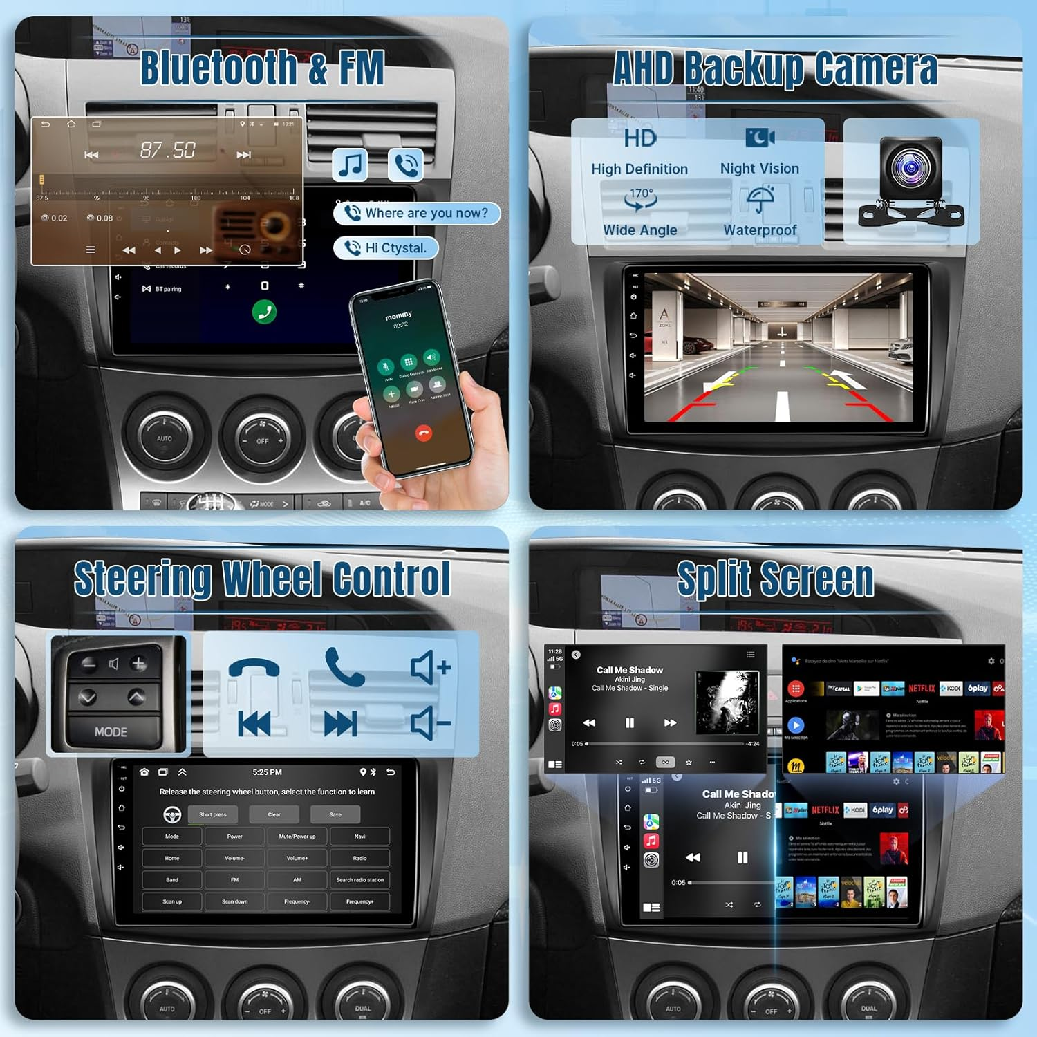 Naifay Android Car Radio for Mazda 3 2009 2010 2011 2012 2013 with Wireless Carplay Android Auto, 9Inch IPS Touch Screen for Mazda 3 Car Stereo with Bluetooth/Gps/Wifi/Swc/Split Screen/Backup Camera