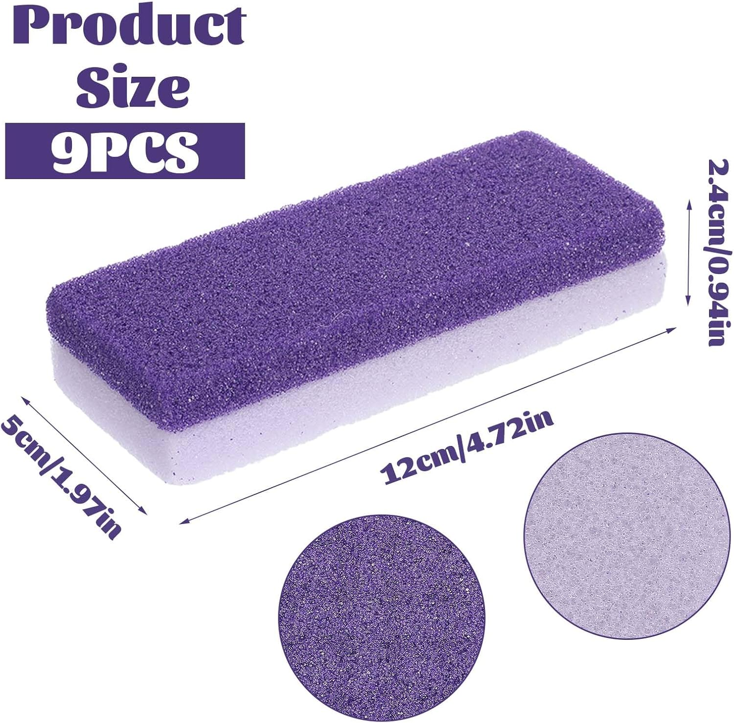 Ptwola Pack of 9 Double-Sided Foot Care Pumice Stone One Side Is a Coarse Callus Remover Foot Pumice Stones the Other Side Softens the Skin for Feet Remove Dead Callus Cuticles image number 4