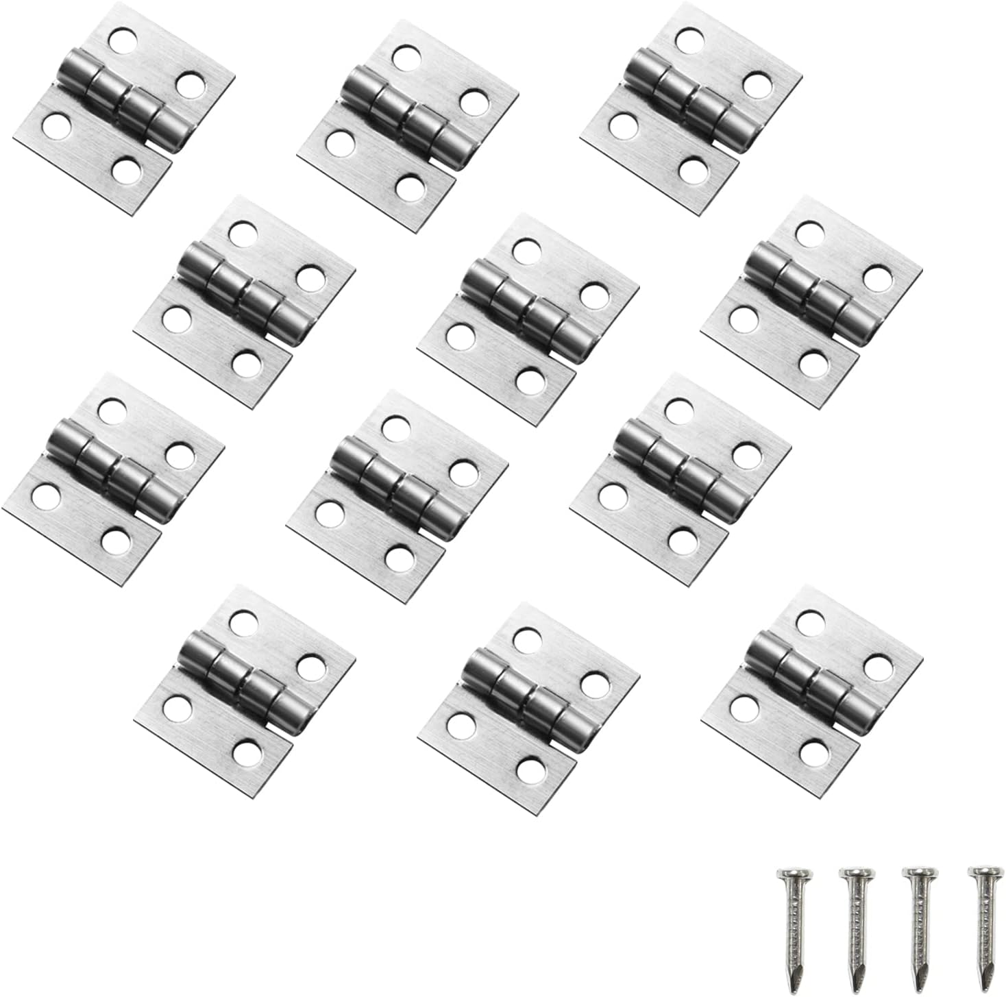 SHRJ 100Pcs Mini Brass Hinges Hardware 10 X 8Mm 180 Degree Miniature Furniture Wooden Box Jewelry Chest Box Dollhouse Cabinet DIY Accessories (Gold)