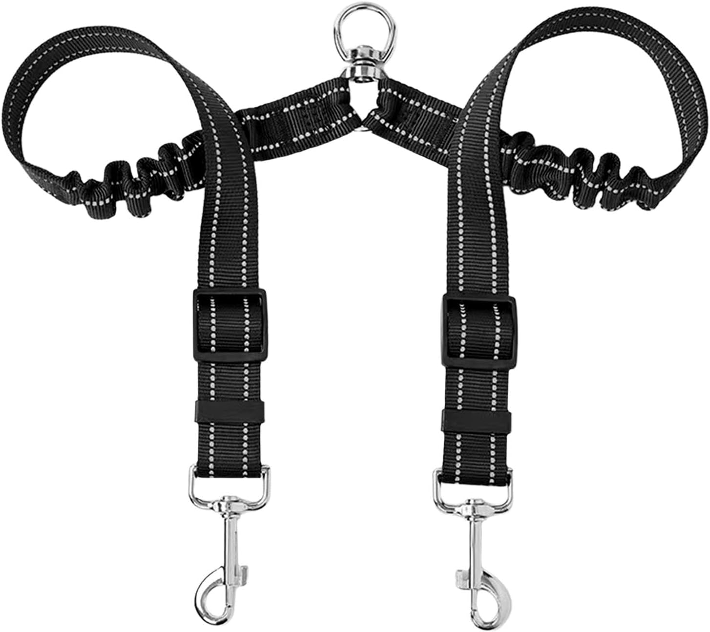 Dual Dog Leash 360 Swivel Rotation Bungee Stretch Reflective for Medium Large image number 1