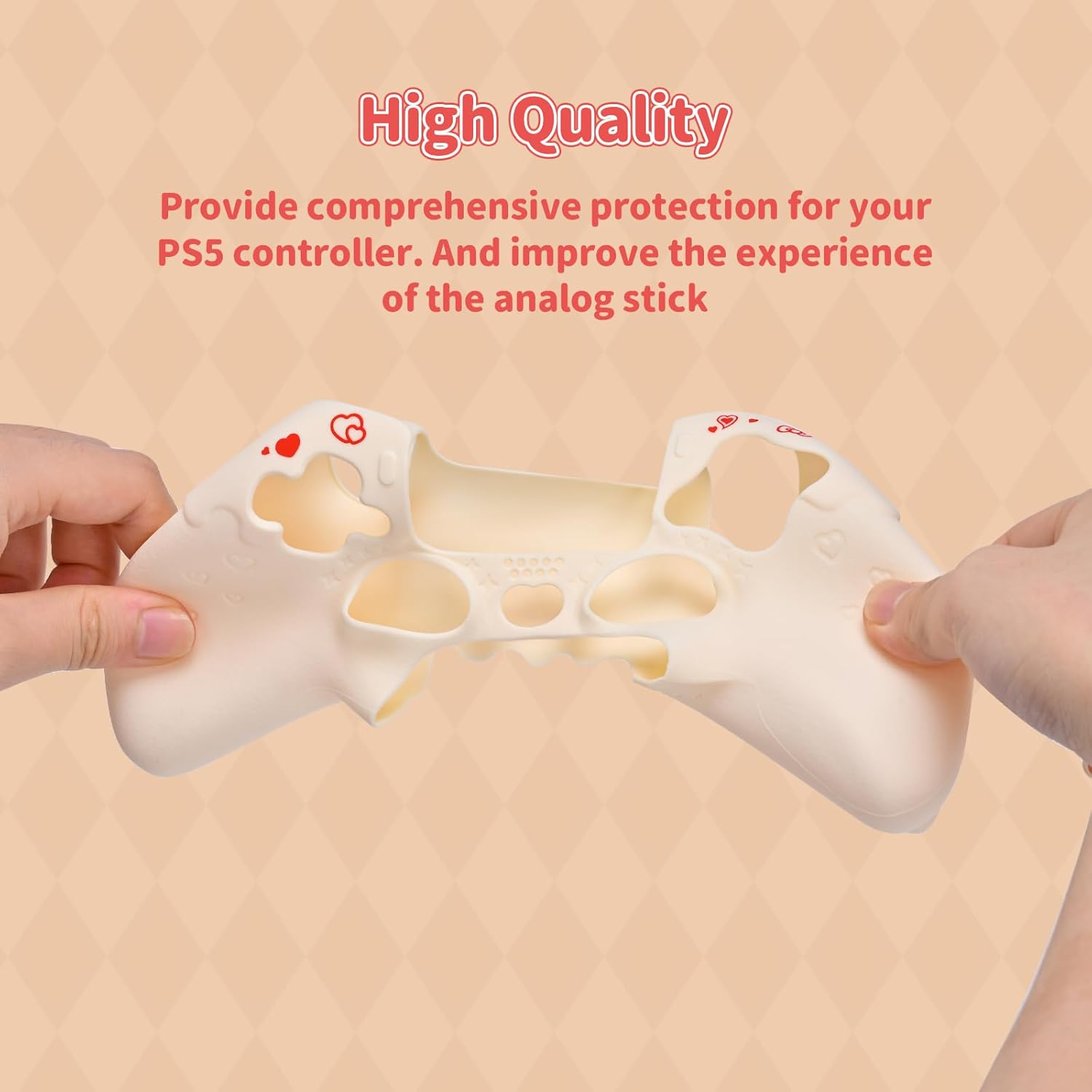 Kuitmor PS5 Controller Skin Case Set,Silicone Protective Cover Case,Anti-Slip Cute Kitty Protective Shell for PS5 Controller with 2 Thumb Grip Caps and 2 Stickers image number 6