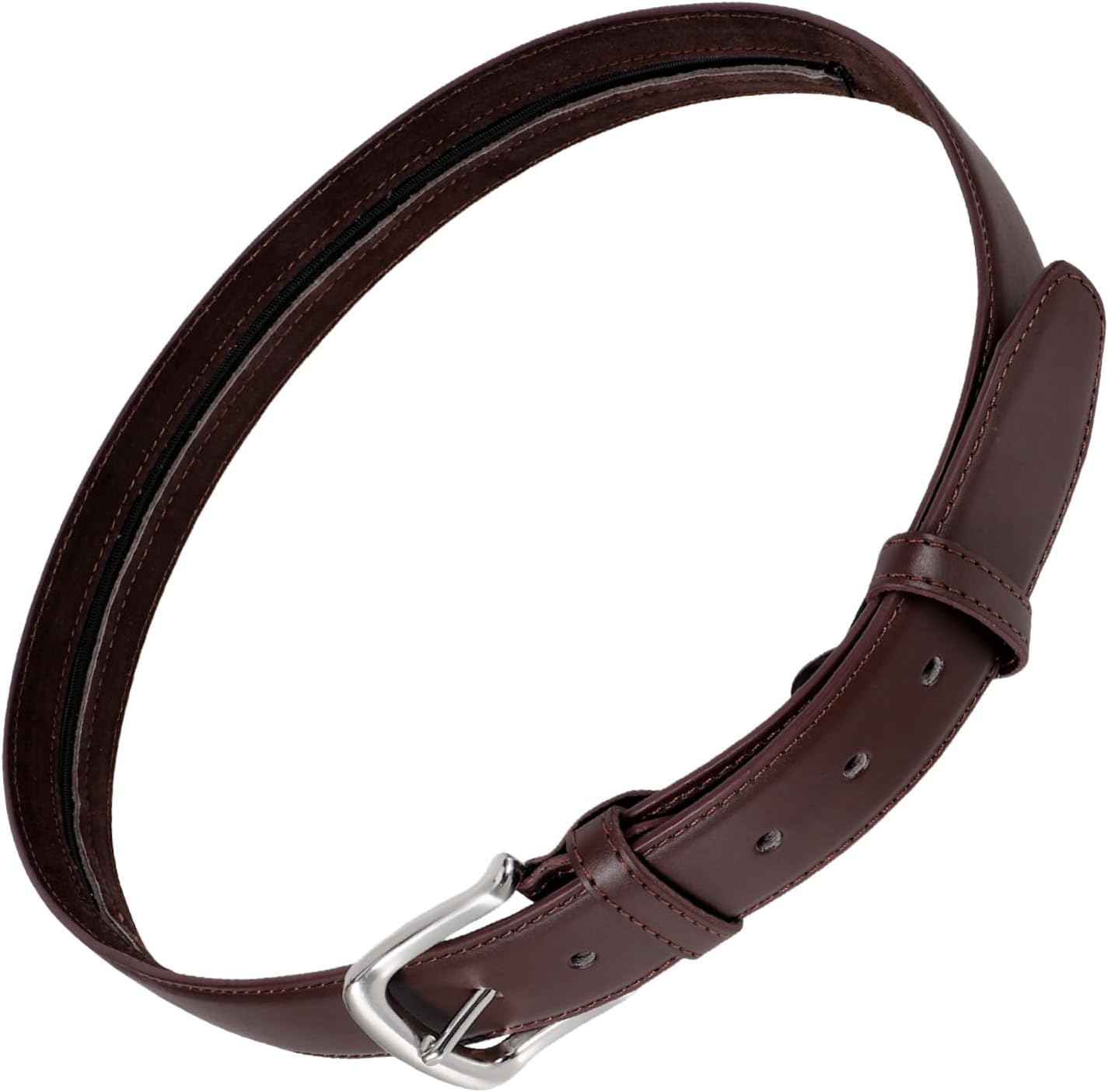 CALLARON Travel Money Belt with Hidden Zipper Pocket, Secure Pu Leather Waist Wallet Belt for Men, Anti-Theft Travel Waistband for Storing Valuables and Cash, Brown image number 5