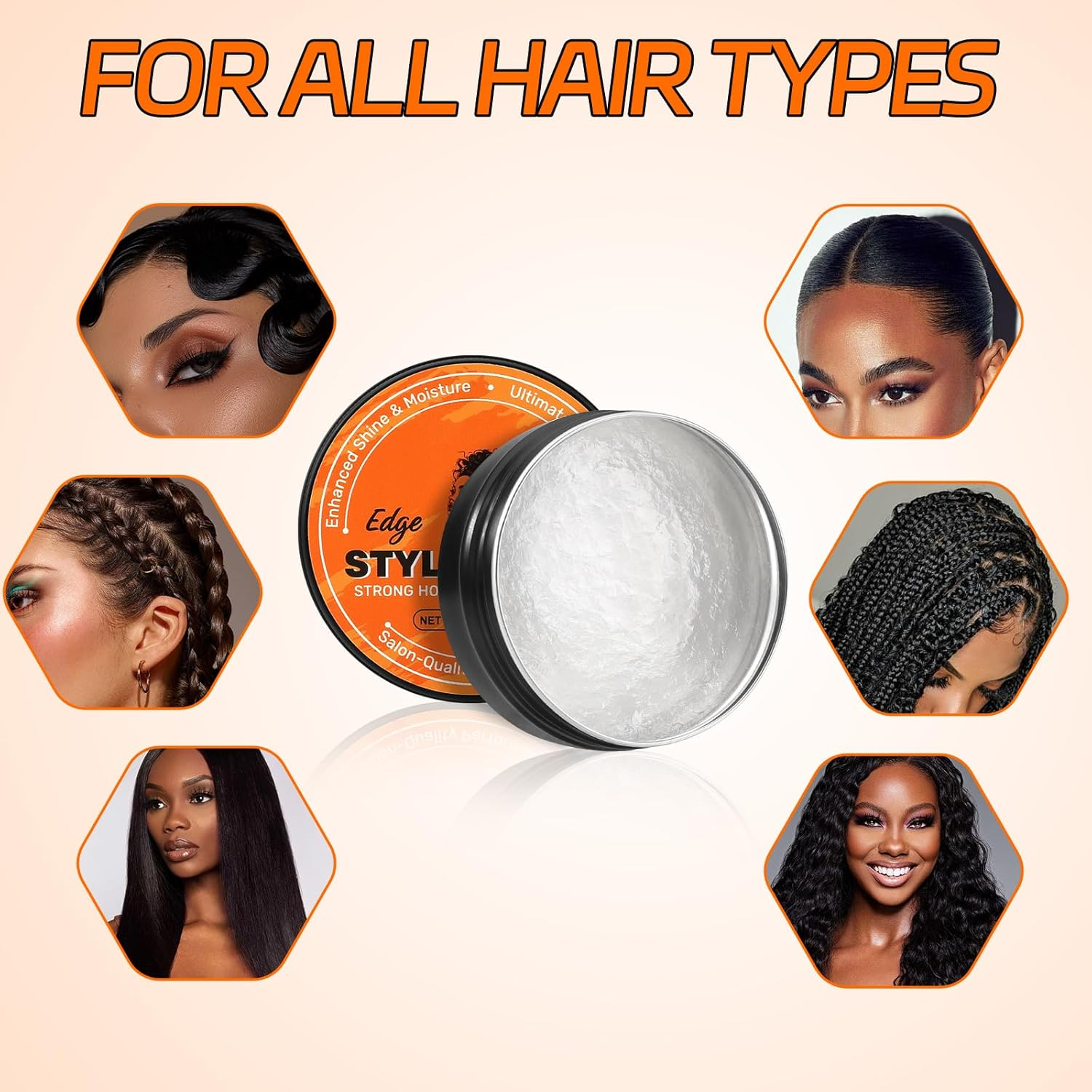 Apooliy Edge Control Wax,Strong Hold Hair Wax, No Flaking Styling Gel for All Hair Types, Non-Greasy, Long Lasting Braid Gel, Easy to Use, Smoother image number 1