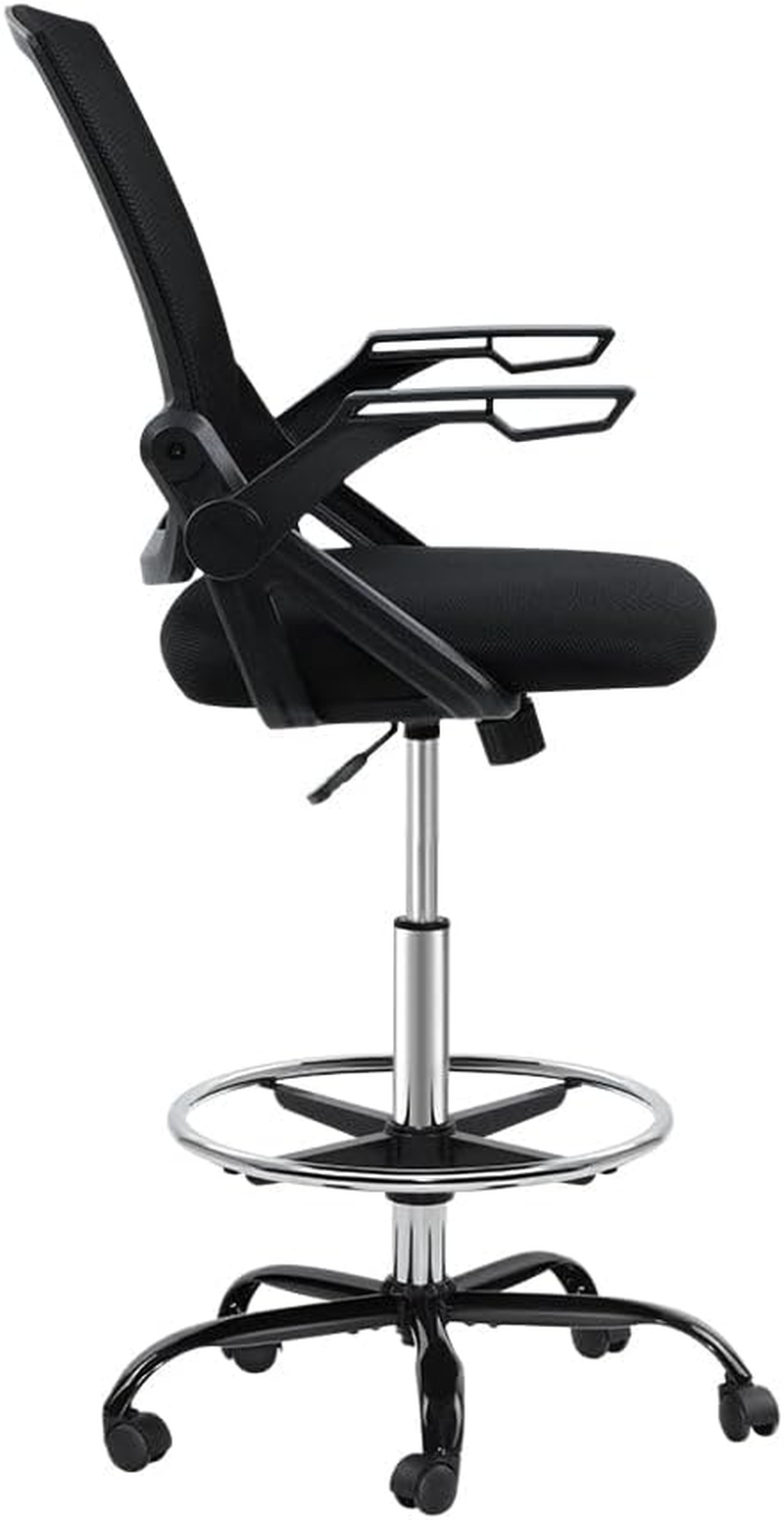 Artiss Ergonomic Office Chair Mesh Computer Desk Chairs Veer Drafting Stool with Height Adjustable Seat, High Back and 360&deg;-Swivel Seating Black for Gaming Room Executive Home image number 4