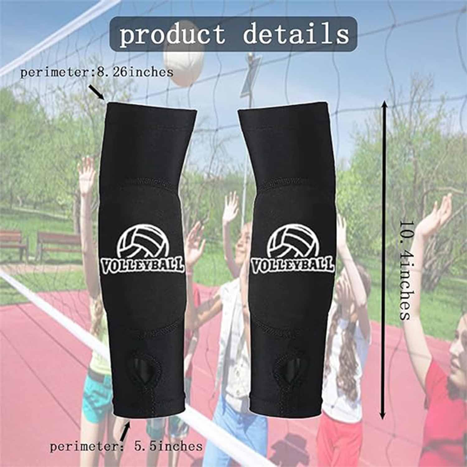 2 Pcsthick Volleyball Arm Sleeves, Passing Forearm Arm Sleeves with Protective Pads Training for Volleyball Baseball Training Women Men（Black, Gray） image number 1