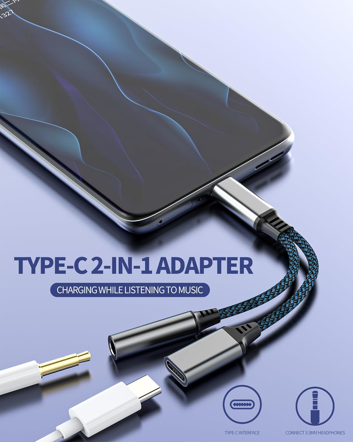 USB C to 3.5Mm Audio Charging Port Adapter(2In1)For Iphone 16 15 Headphone Jack Splitter for Ipad DAC AUX Stereo Earphone Cable for Apple Type C Charger Compatible with Samsung S24 S23 Car Accessories image number 4
