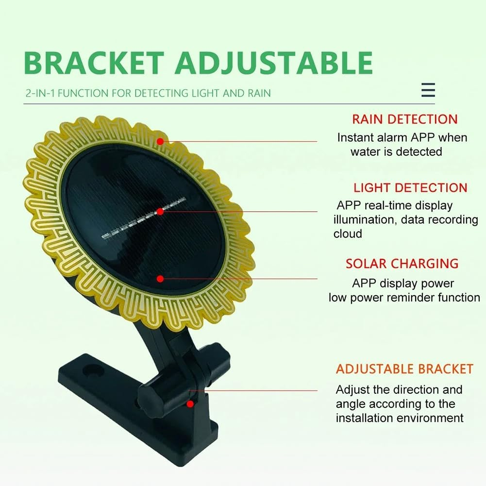 Daiilg Tuya Smart Zigbee Rain Sensor with Light Detector Solar Operated IPX6 Waterproof Rain Detector Remote Control image number 6