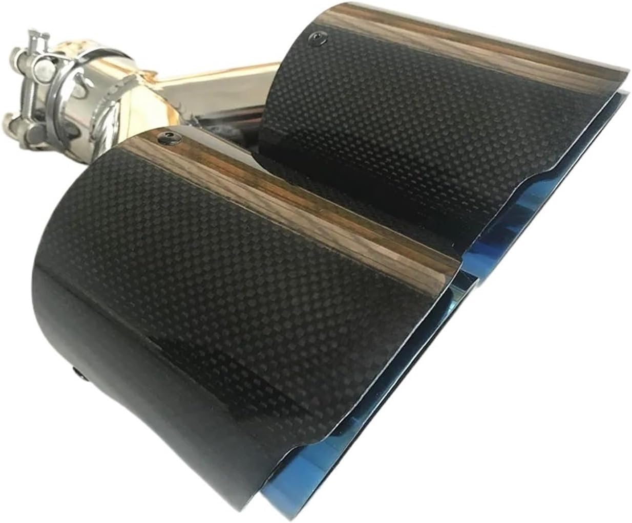 Fibre Grilled Bule Stainless Steel Universal DUAL Automobile Exhaust Tip Muffler Car Accessories Modification Tip(54-89Mm) - 51- 89Mm image number 5