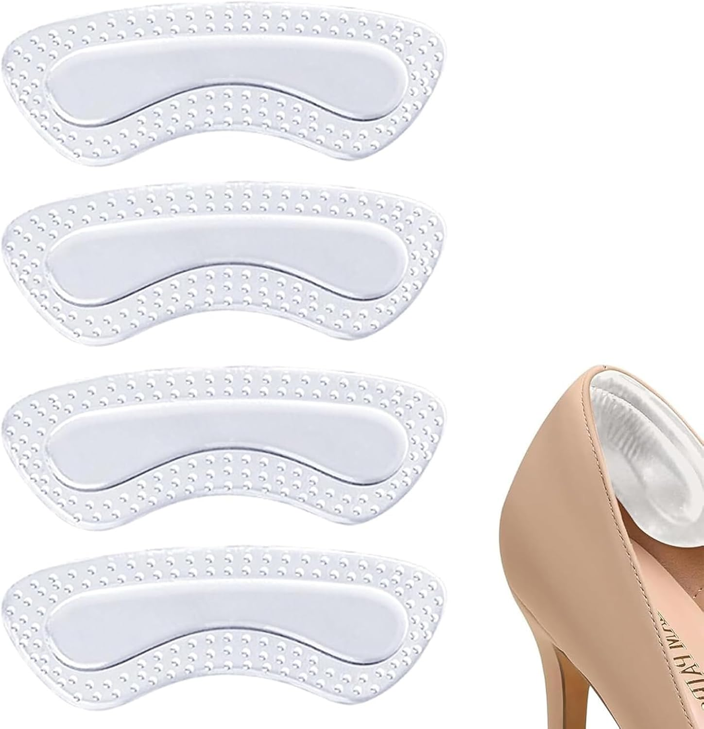 JOWILIN Clear Heel Grips, 2 Pairs Soft Silicone Heel Pads, Prevent Slipping and Rubbing, Self-Adhesive Heel Cushion Inserts, Reusable Anti-Slip Gel Heel Protector for Women for Loose Shoes image number 5