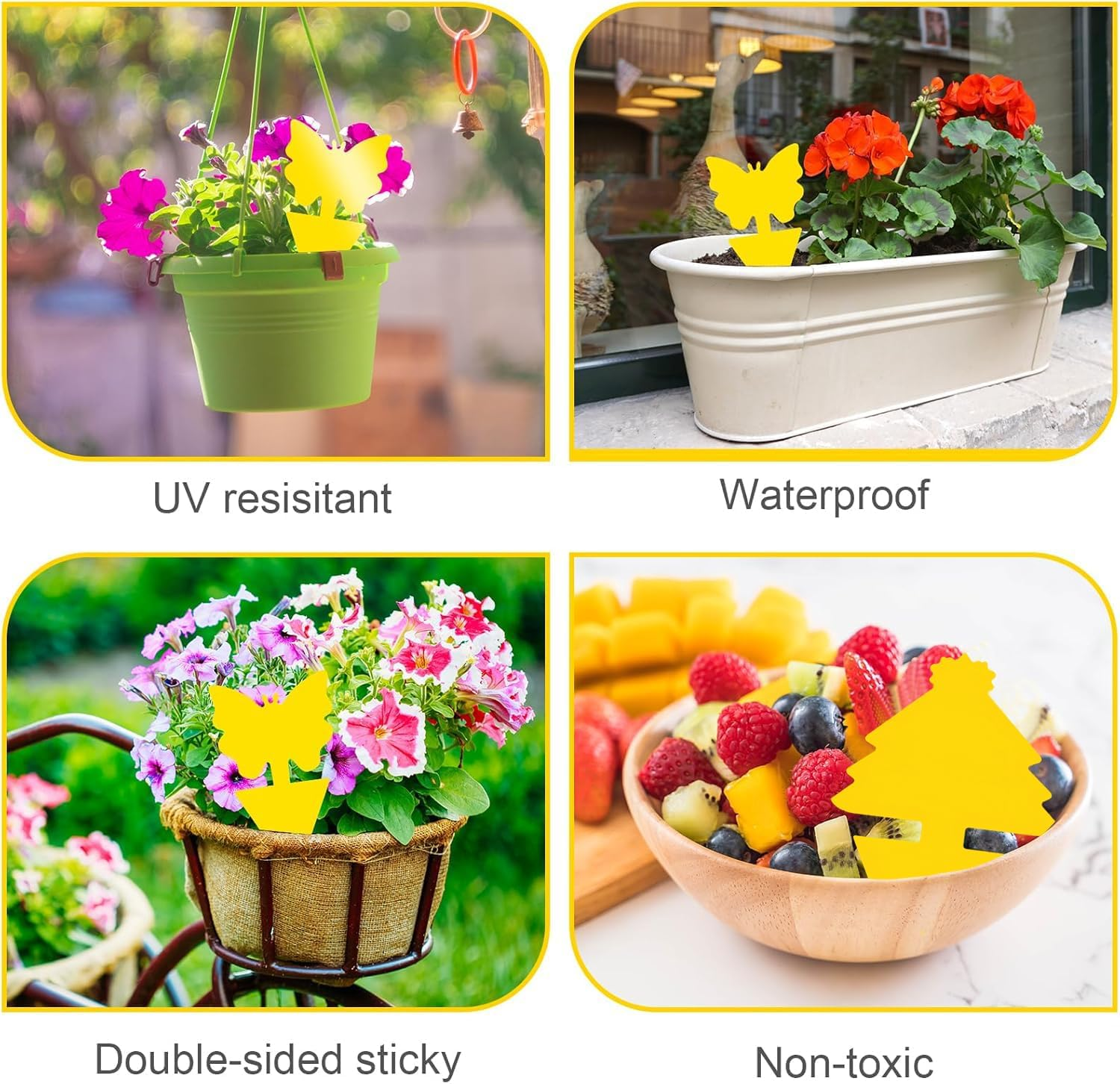 60 PCS Sticky Traps, Gnats Fruit Fly Traps, Butterfly & Christmas Tree Dual-Sided Sticky Insect Catcher for Fungus Gnats Whiteflies Mosquitos Aphids Leafminers Flying Insects, Indoor and Outdoor Use image number 4