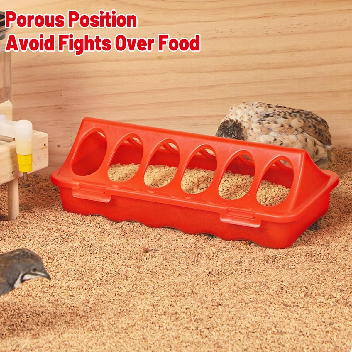 AIMALL Connectable Chicken Feed Trough Set with Waterer 8.07-26.77In Plastic Mesh Poultry Feeder for Coop Hens Chicks Quail Birds Easy to Clean and Refill image number 1