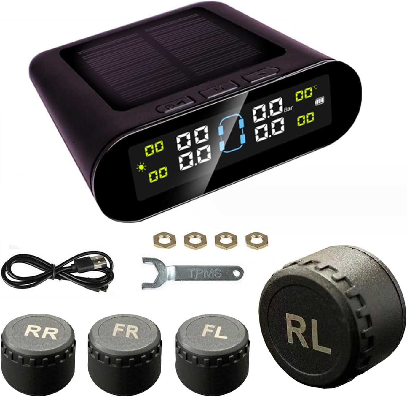 Yotsuba Tyre Pressure Monitoring System, 4 Newly Upgraded External Sensors + Solar Wireless Car TPMS, LCD Display Auto Alarm Real-Time Detection, Enhanced Accuracy, Extended Battery Life image number 5