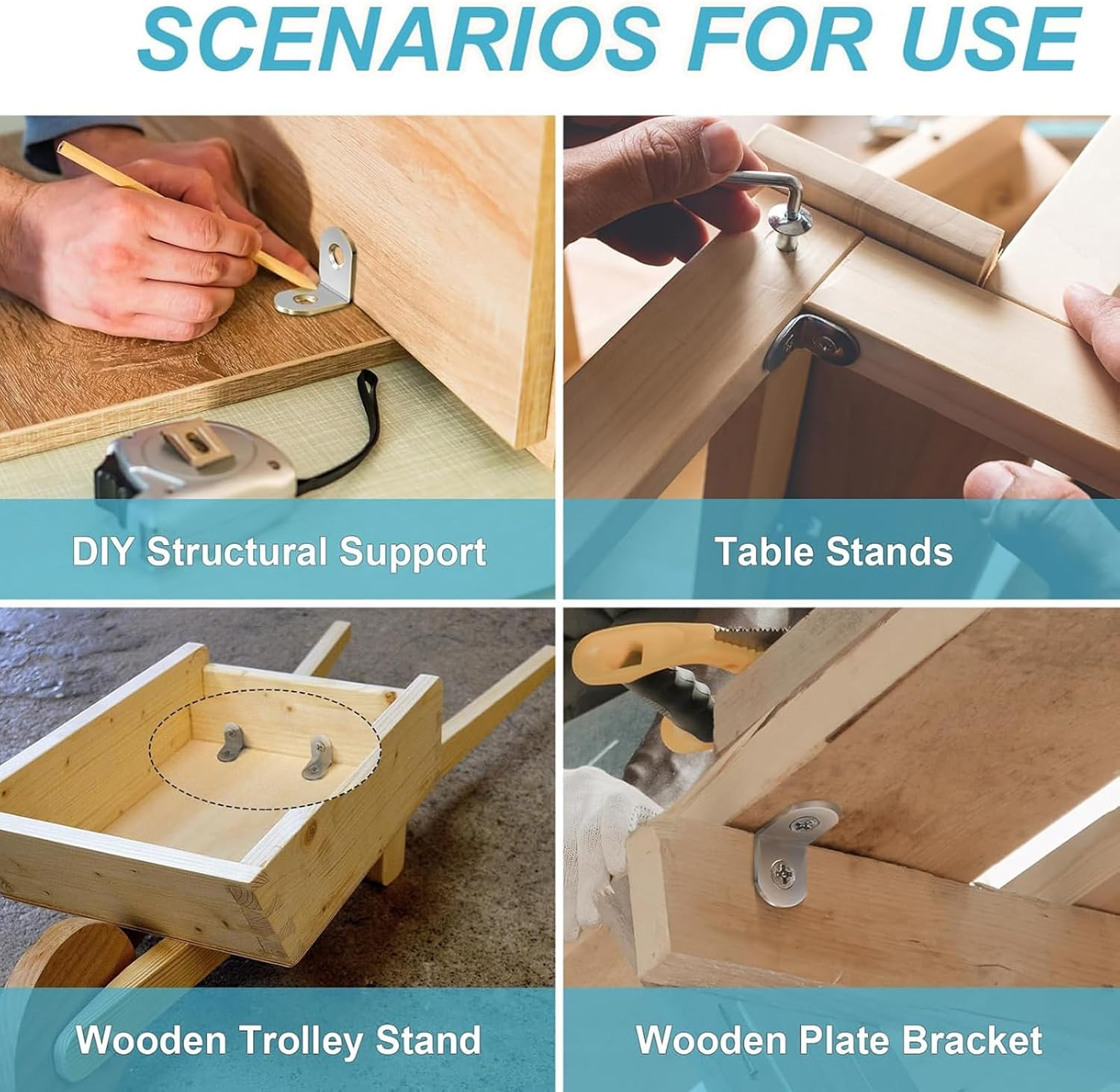 Hunken 30 PCS Metal L Angle Brackets with 60 Screws, Right Angle Corner Brackets for Wood Furniture, Chairs, Drawers, Cabinets (20 X 20 X 16 CM / 0.78 X 0.78 X 0.62 In) image number 2