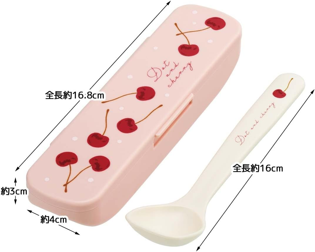 Skater CSOP1AG-A Antibacterial Soup Spoon Case Set Dot & Cherry PK Made in Japan 6.3 Inches (16 Cm) - Bowl Shape image number 7