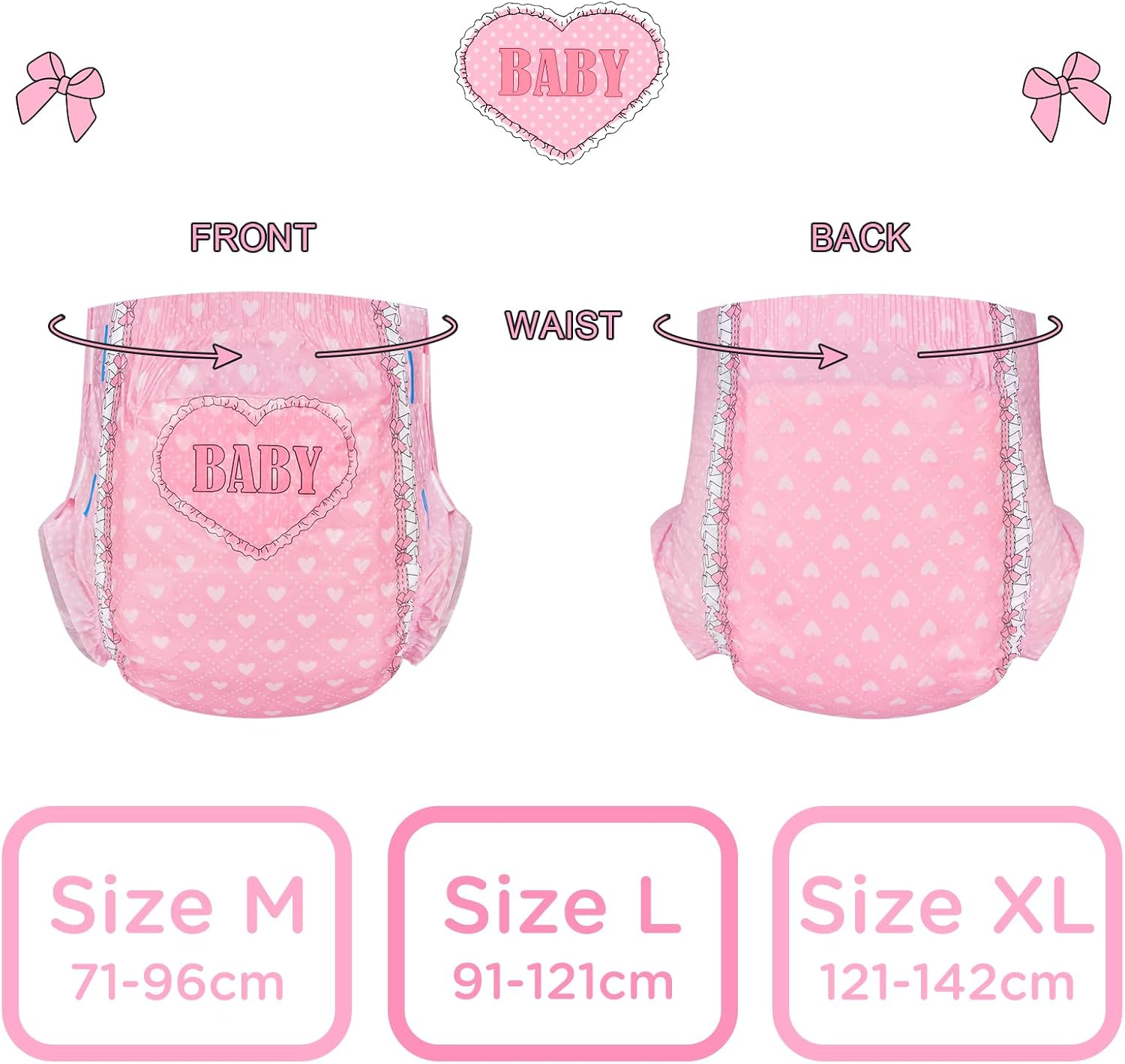 Littleforbig Adult Diaper 2 Pieces - Blushing Baby Diapers (X-Large 48"-56") image number 6