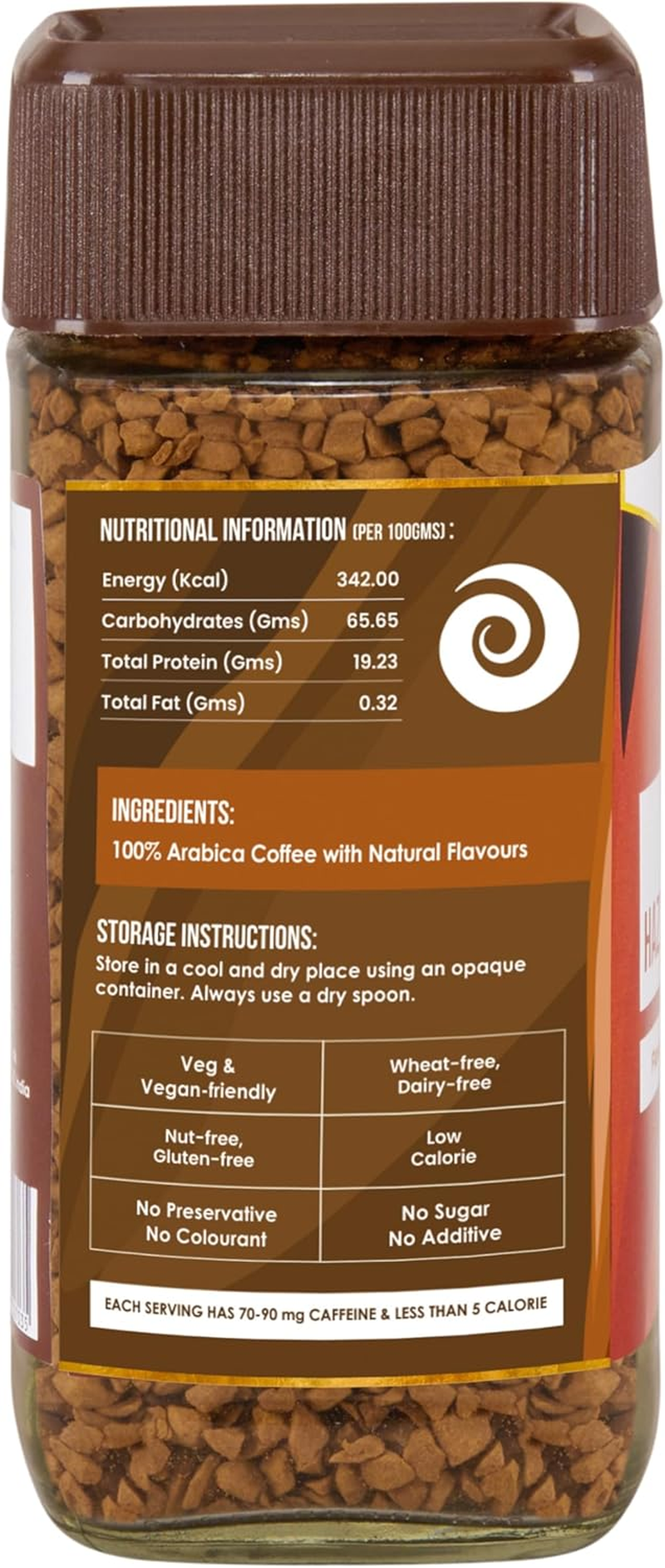 Planet Coffee&reg; | DIVINE Hazelnut | 1.76 Ounces (50 Gms) Jar | Pure Arabica | Freeze-Dried Instant | No Added Sugar | Makes 25 Cups | Medium Roast | Flavoured image number 3