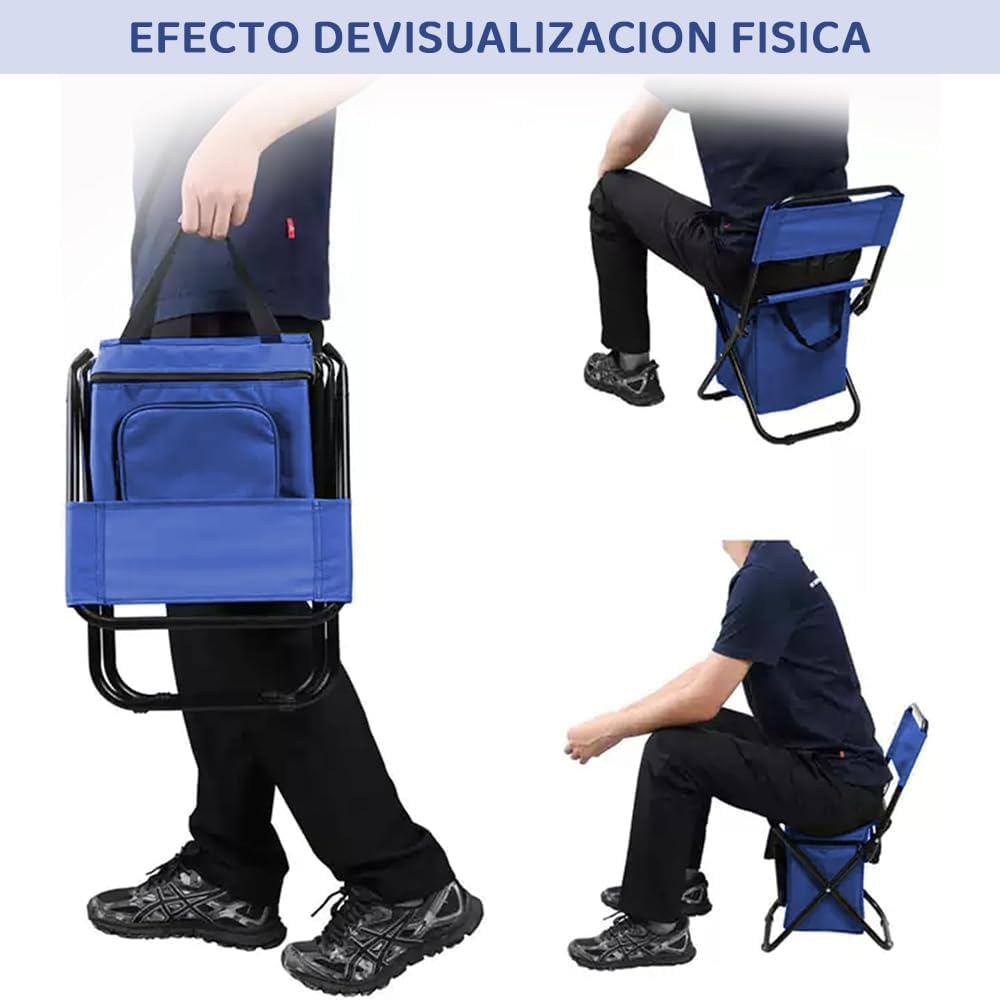 Folding Camping Chair with Cooler Bag &ndash; Portable Fishing Chair with Backrest & Organizer Pocket &ndash; Lightweight Outdoor Seat for Camping, Hiking & Hunting (Blue) image number 6